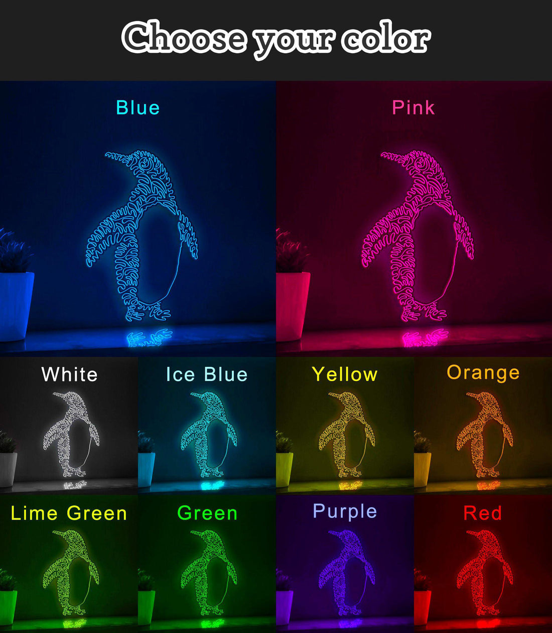 Penguin One Line EL Wire Neon Sign - Adorable Antarctic Penguin Decor - myneonup