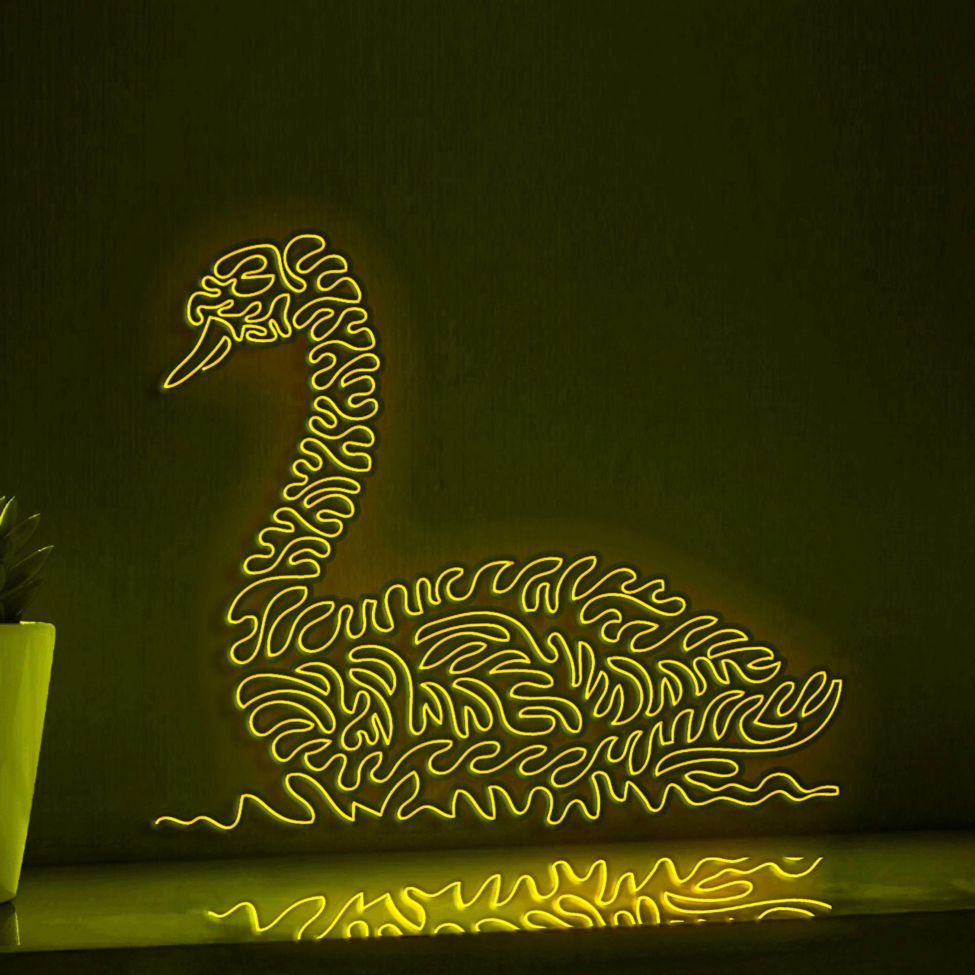Swan One Line EL Wire Neon Sign - Swimming Bird Decor - myneonup