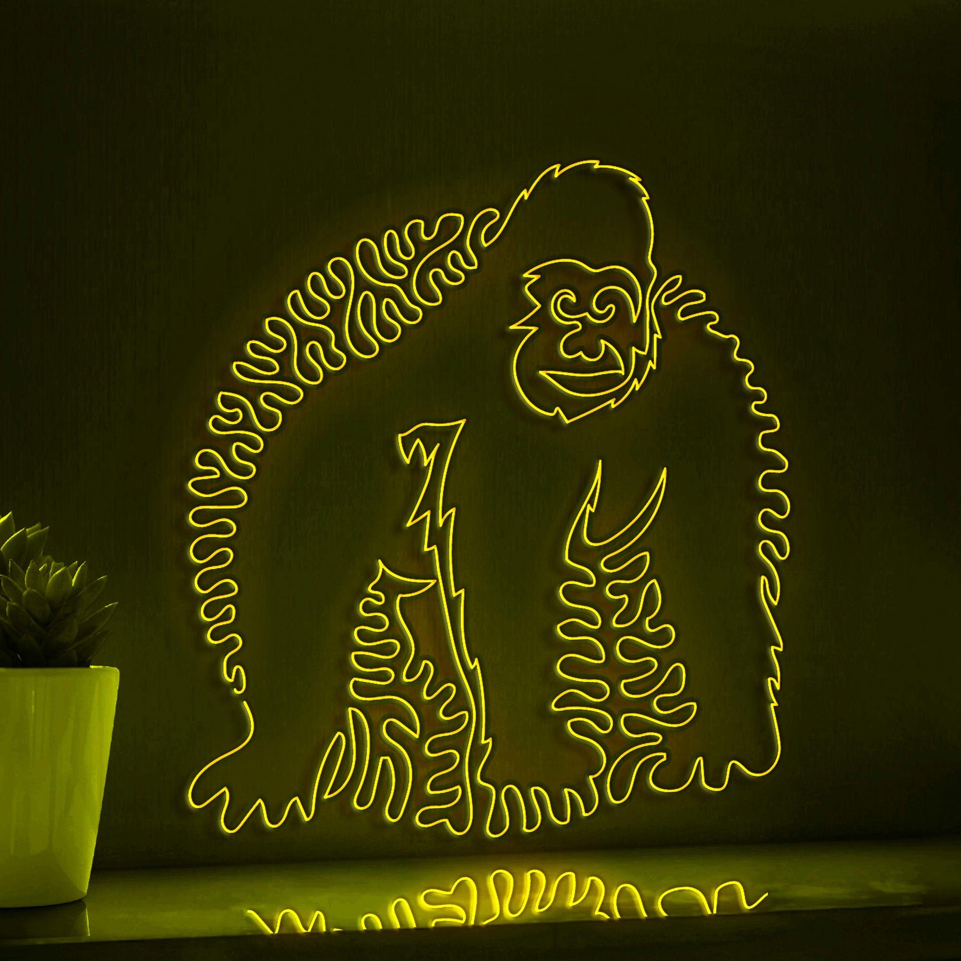 Gorilla One Line EL Wire Neon Sign - Wild Ape Wall Art - myneonup