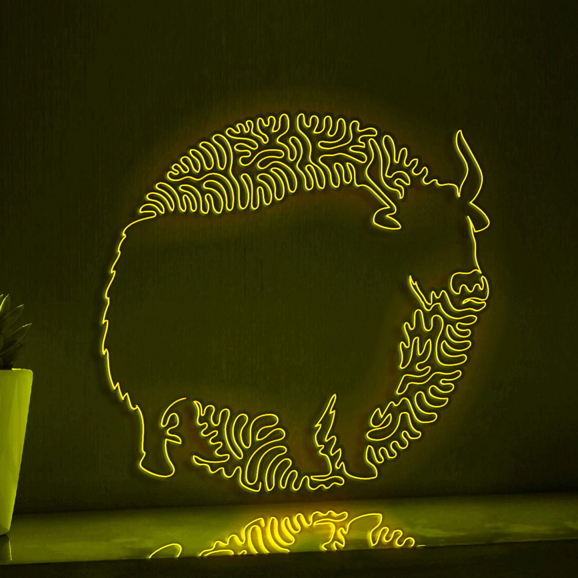 Yak One Line EL Wire Neon Sign - Abstract Yak Neon Sign for Modern Wall Decor - myneonup