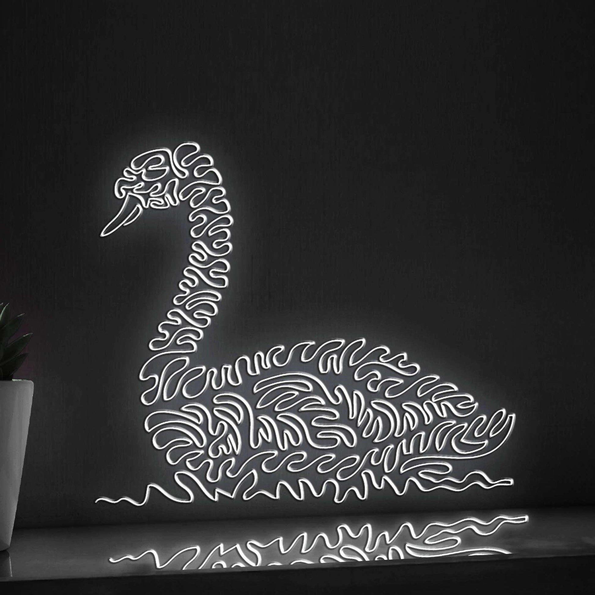 Swan One Line EL Wire Neon Sign - Swimming Bird Decor - myneonup
