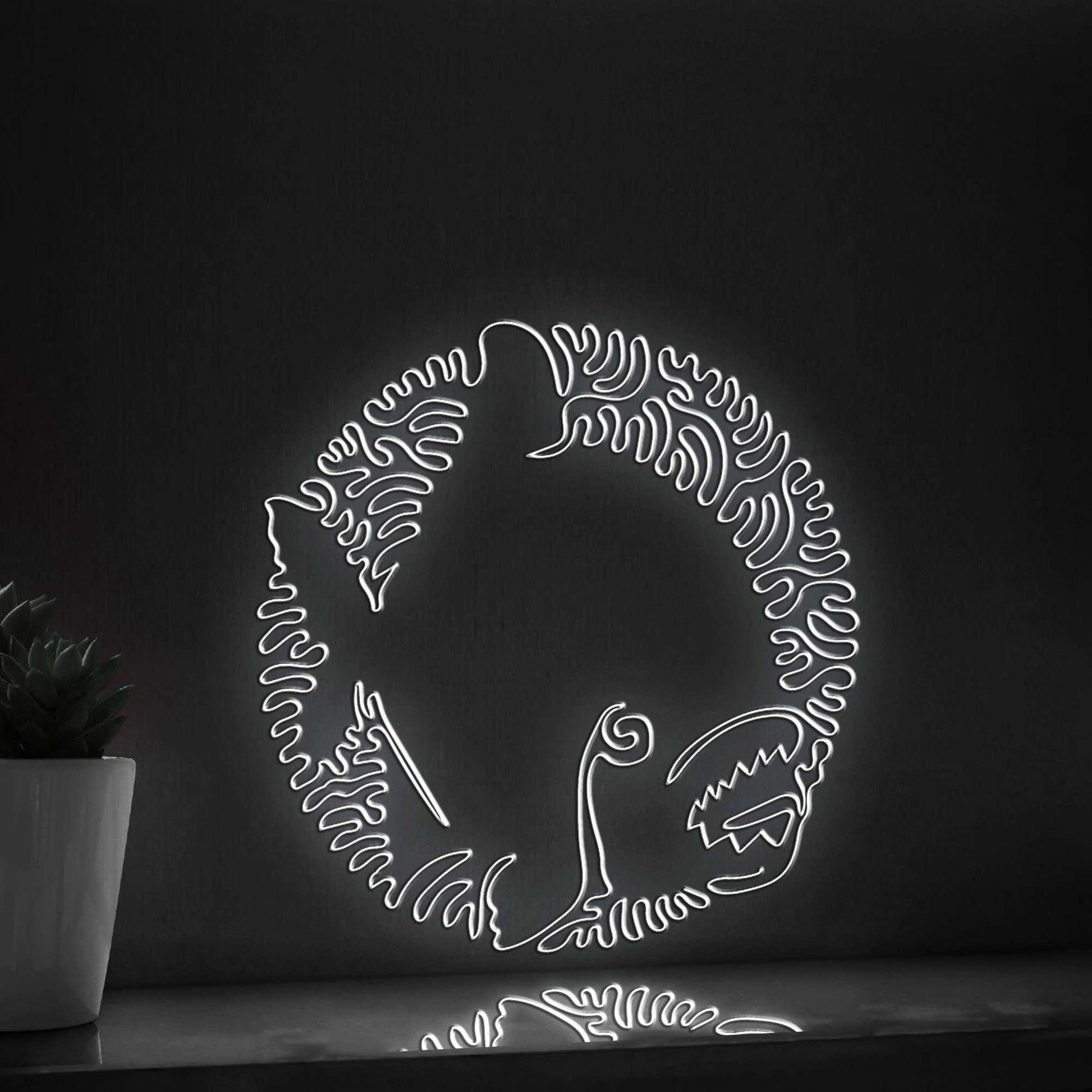 Piranha One Line EL Wire Neon Sign - Sharp-Toothed Predator, Ideal for Aquatic & Nature Lovers' Wall Decor - myneonup