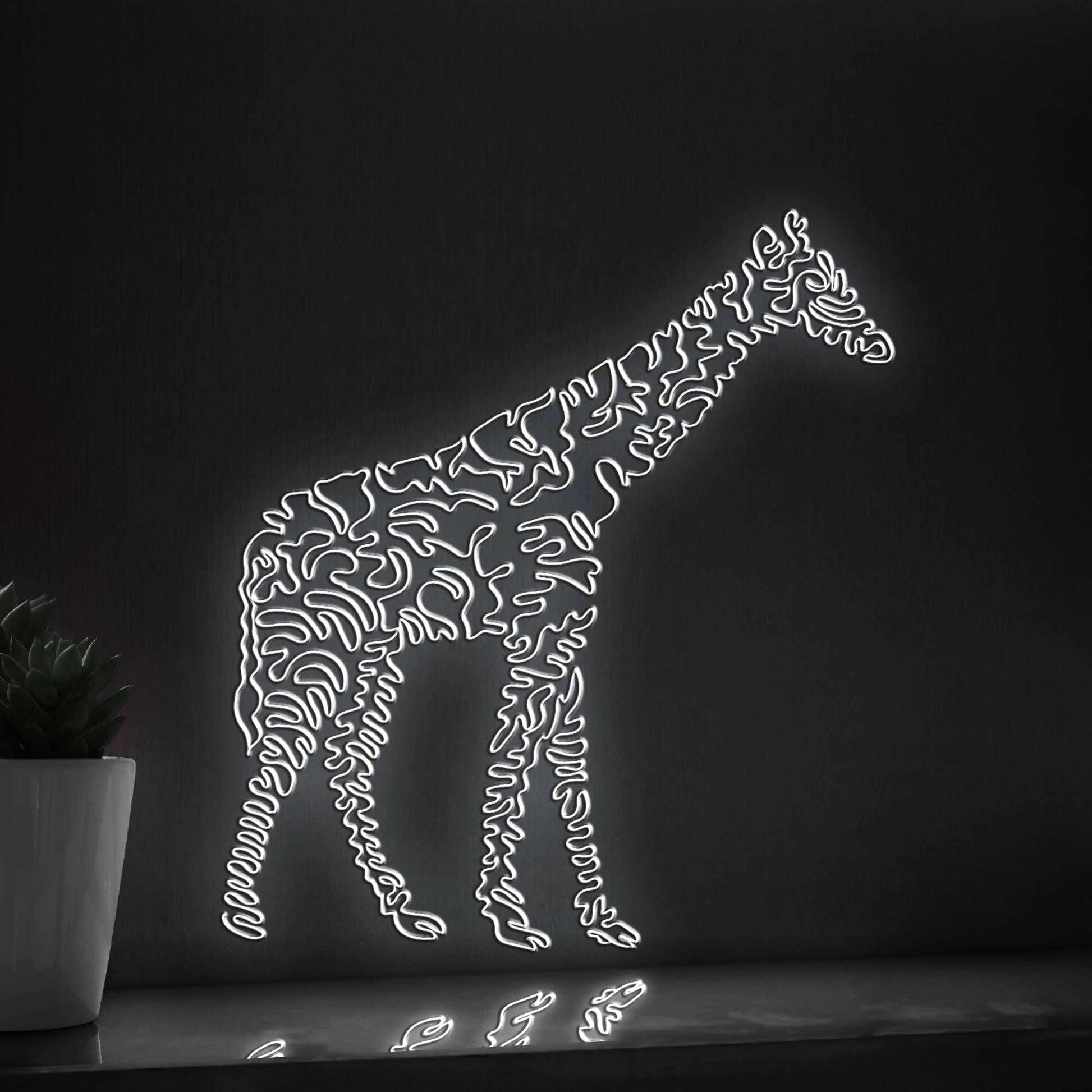 Giraffe One Line EL Wire Neon Sign - Tallest Mammal Lihght Art, Ideal for Boho Room Decor, Animal Lovers - myneonup