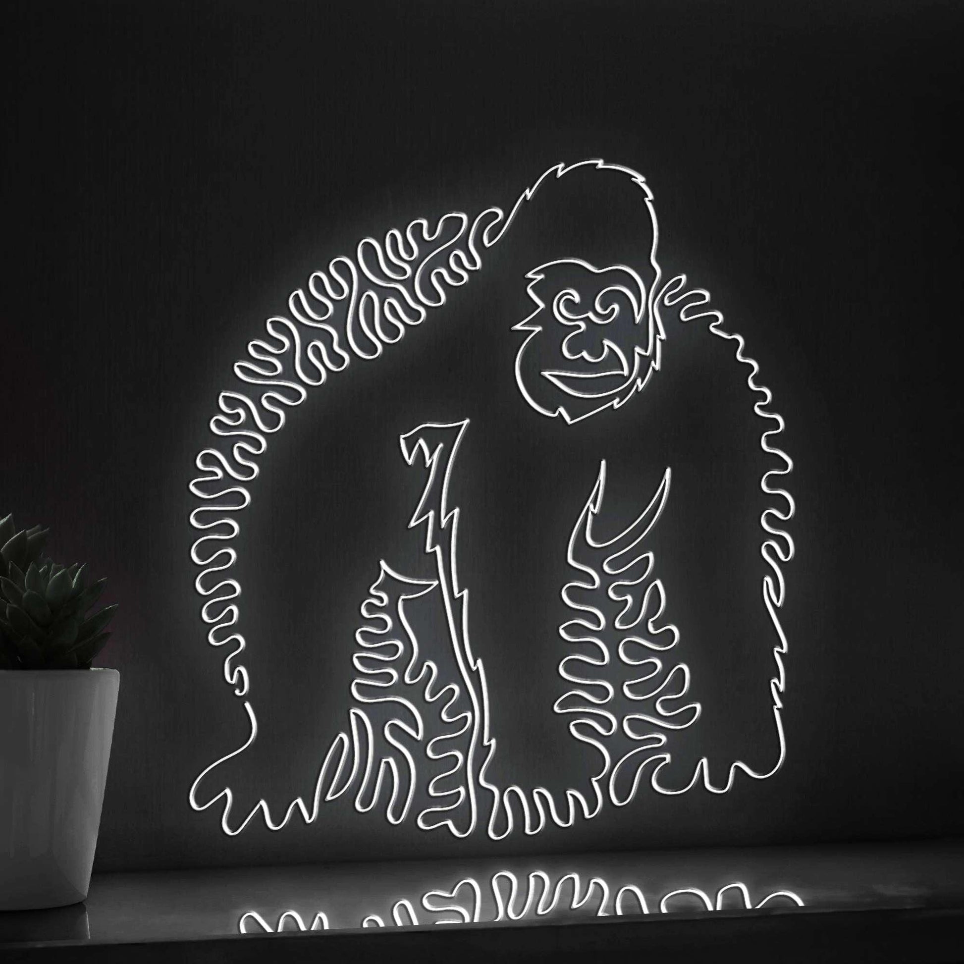 Gorilla One Line EL Wire Neon Sign - Wild Ape Wall Art - myneonup