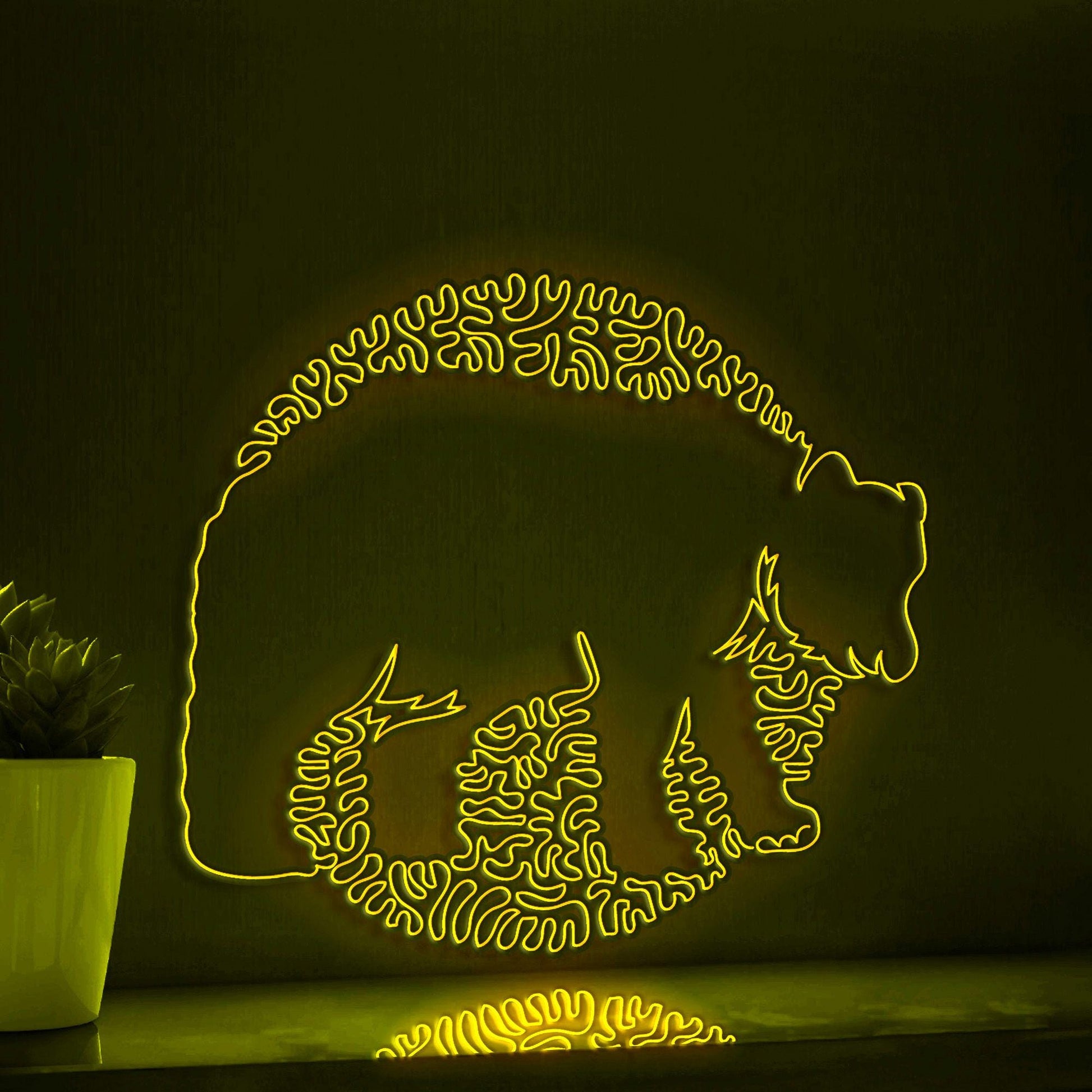 Bear One Line EL Wire Neon Sign - Abstract Art for Boho Wall Decor, Ideal for Nature Lovers - myneonup