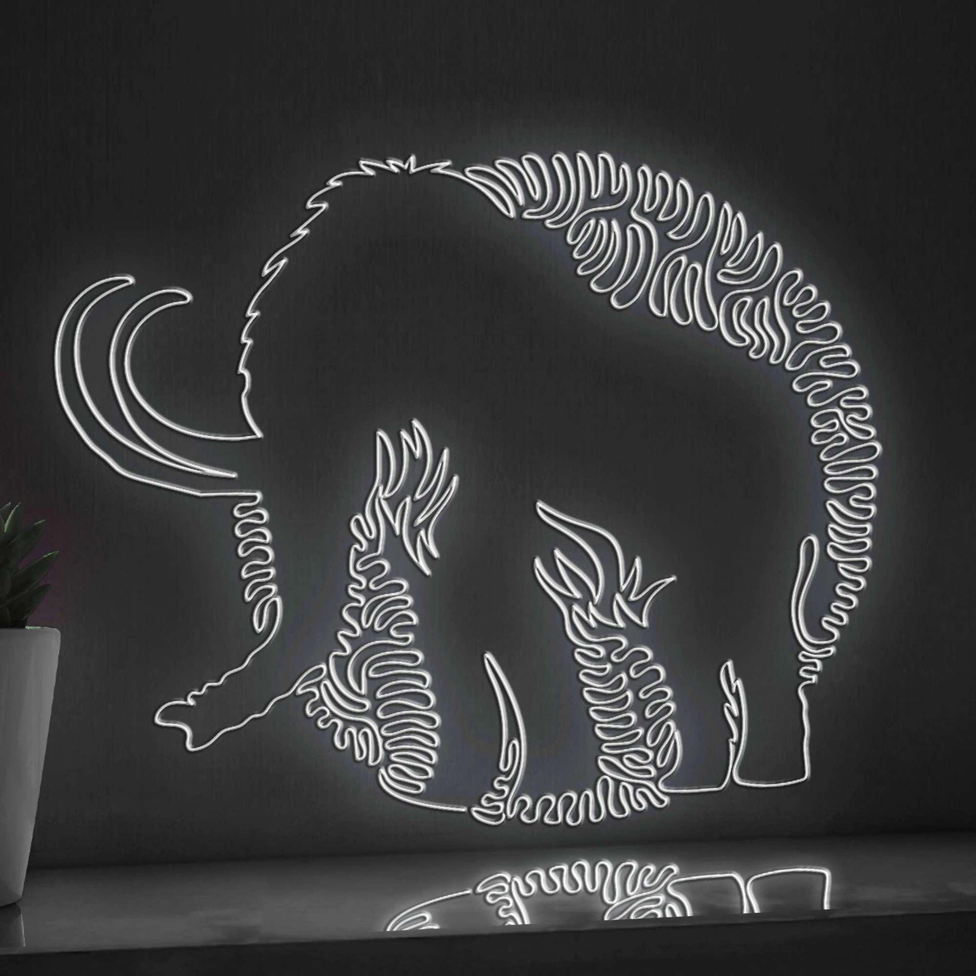 Mammoth One Line EL Wire Neon Sign - Ice Age Giant Wall Art - myneonup
