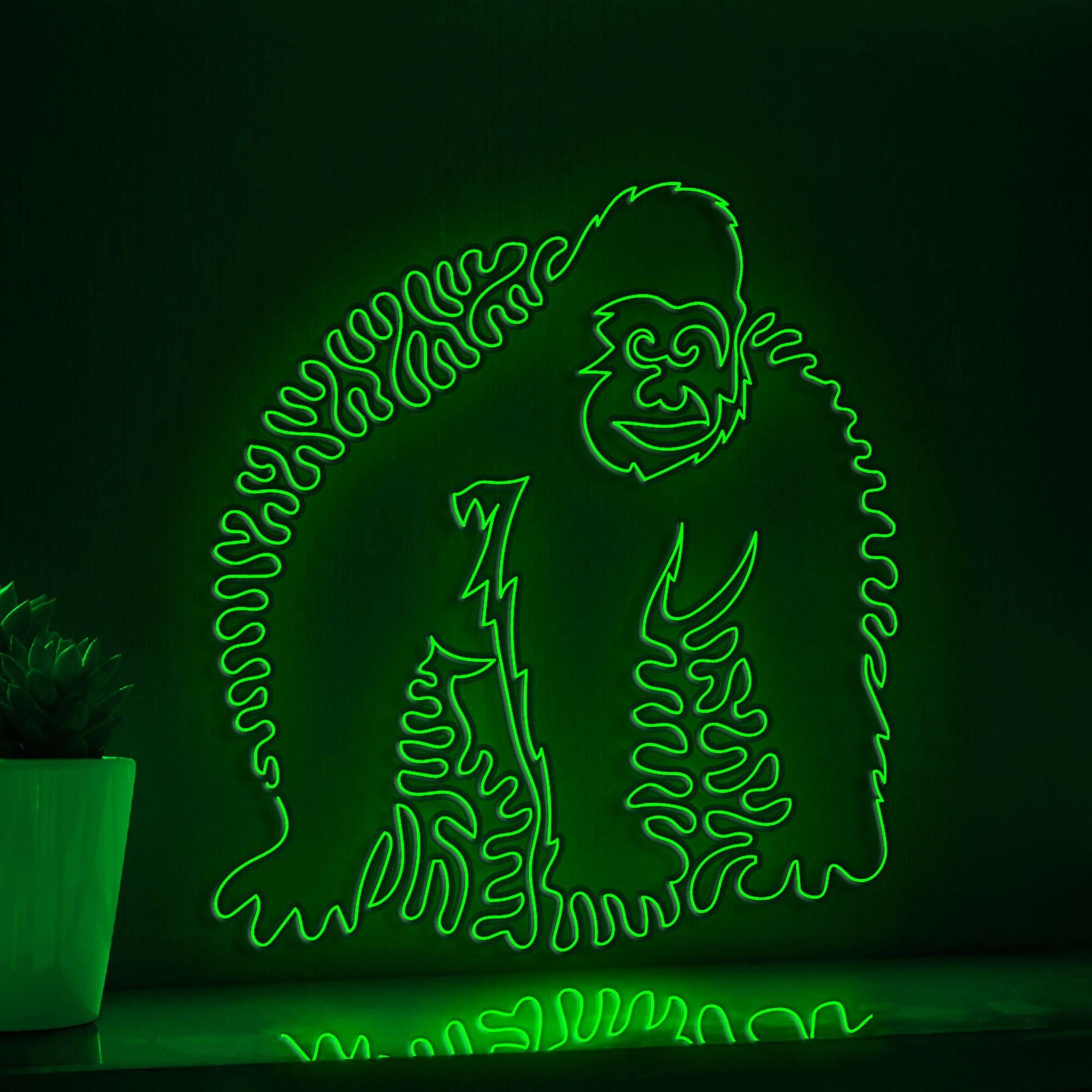 Gorilla One Line EL Wire Neon Sign - Wild Ape Wall Art - myneonup