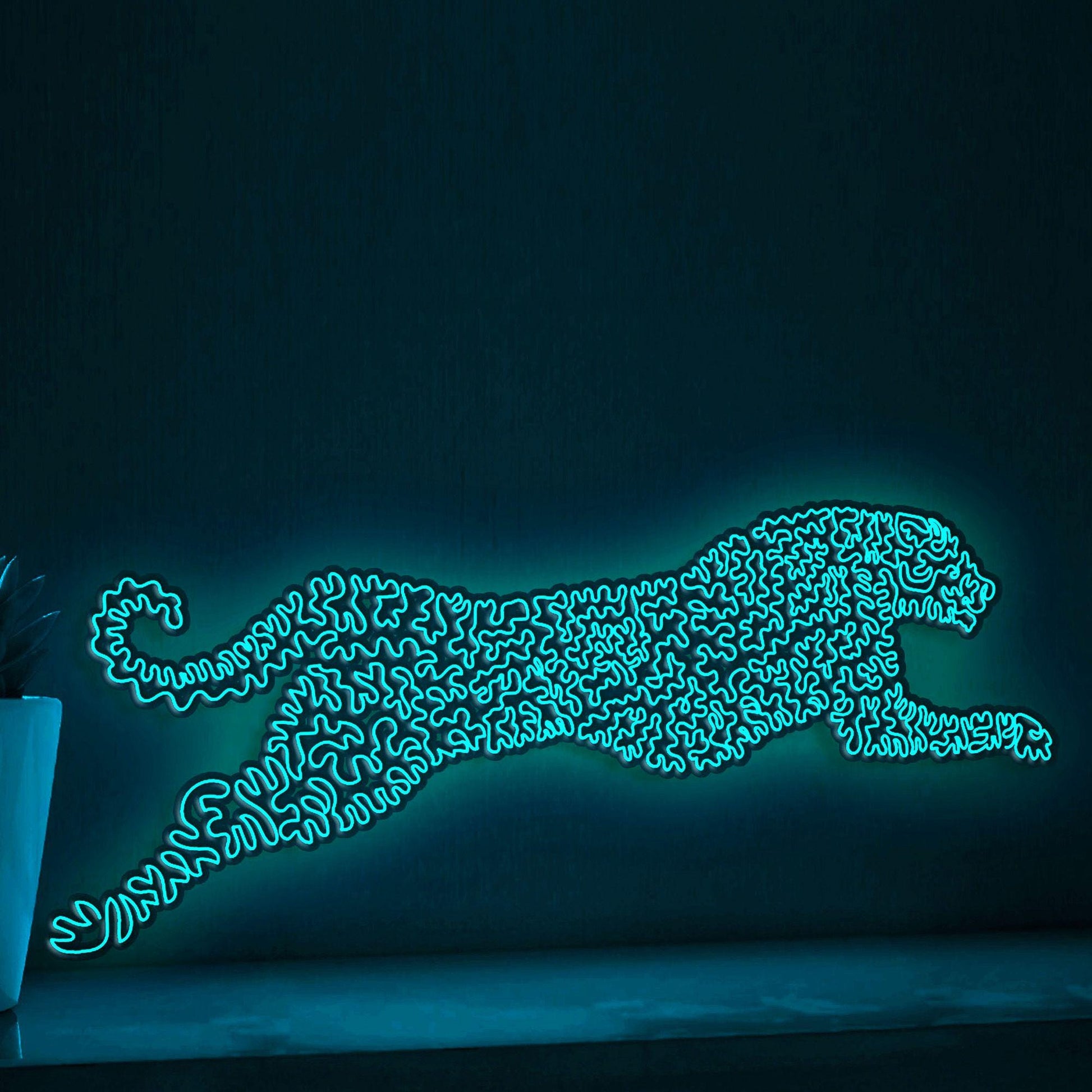 Cheetah One Line EL Wire Neon Sign - Fastest Mammal Art, Ideal for Safari Lovers, Perfect for Wall Decor - myneonup