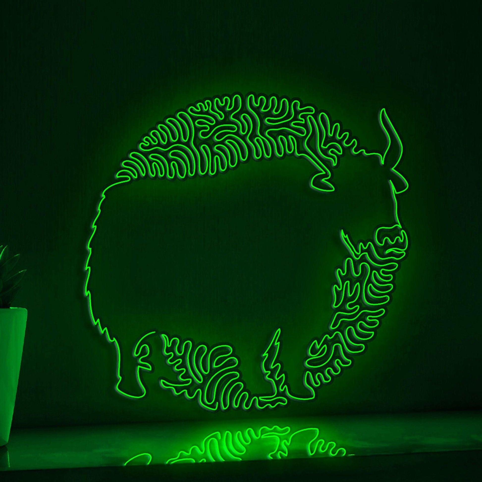 Yak One Line EL Wire Neon Sign - Abstract Yak Neon Sign for Modern Wall Decor - myneonup