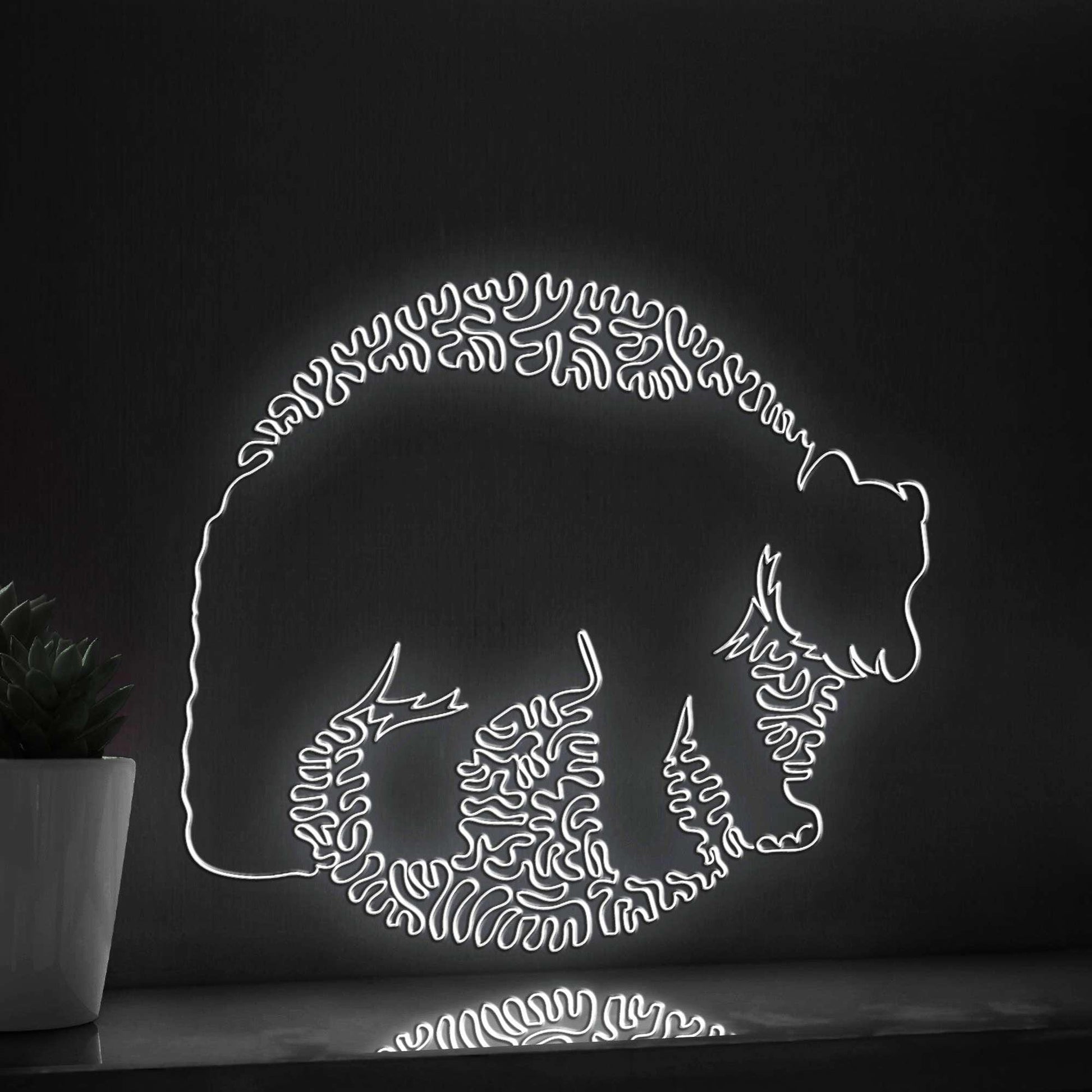 Bear One Line EL Wire Neon Sign - Abstract Art for Boho Wall Decor, Ideal for Nature Lovers - myneonup
