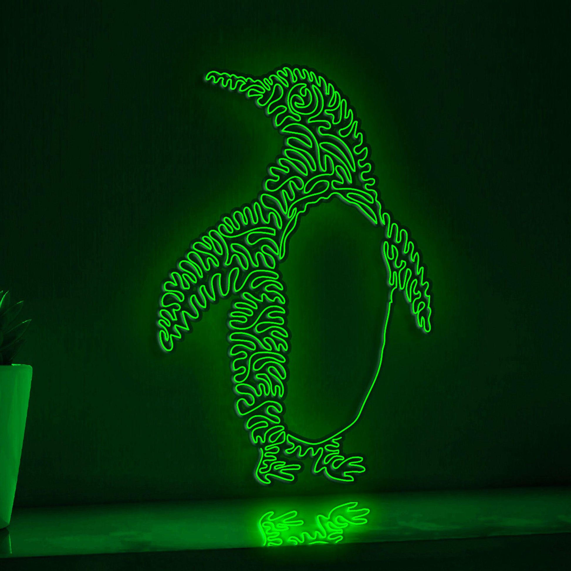 Penguin One Line EL Wire Neon Sign - Adorable Antarctic Penguin Decor - myneonup