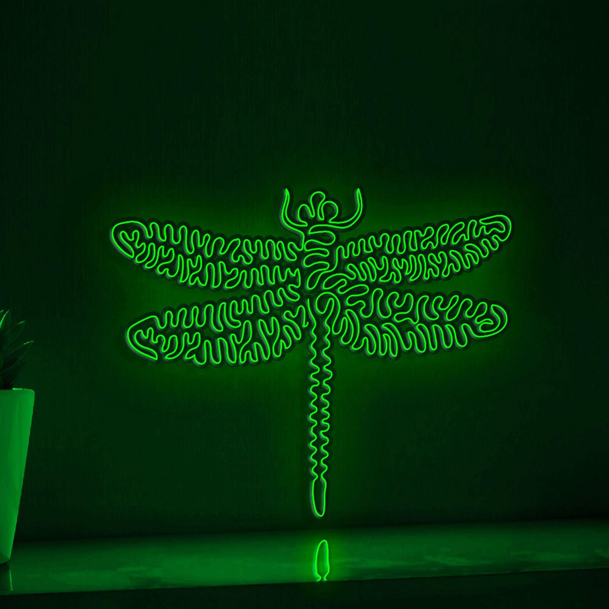 Dragonfly One Line EL Wire Neon Sign - Flying Insect Art - myneonup