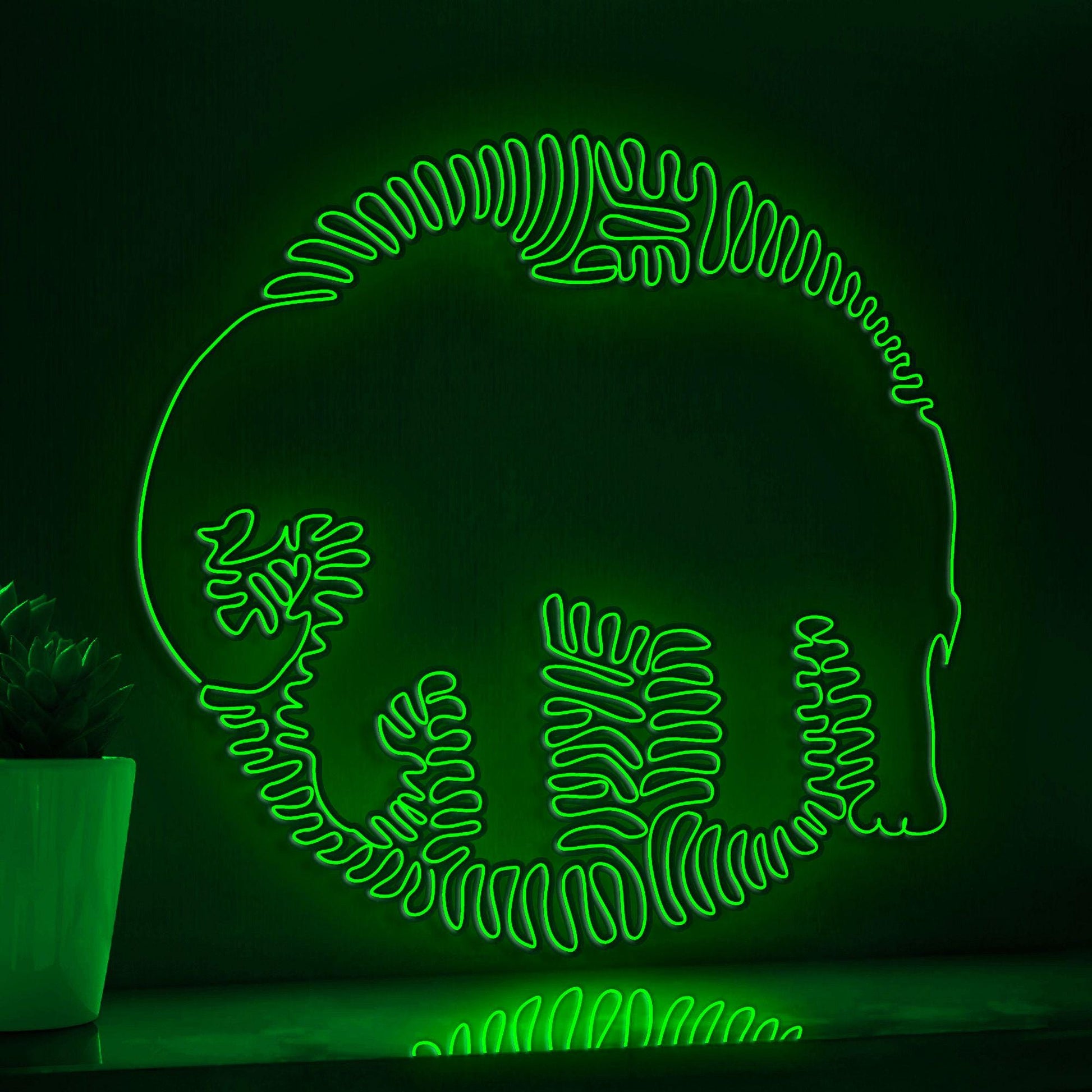 Elephant One Line EL Wire Neon Sign - Standing Giant Light Decor - myneonup