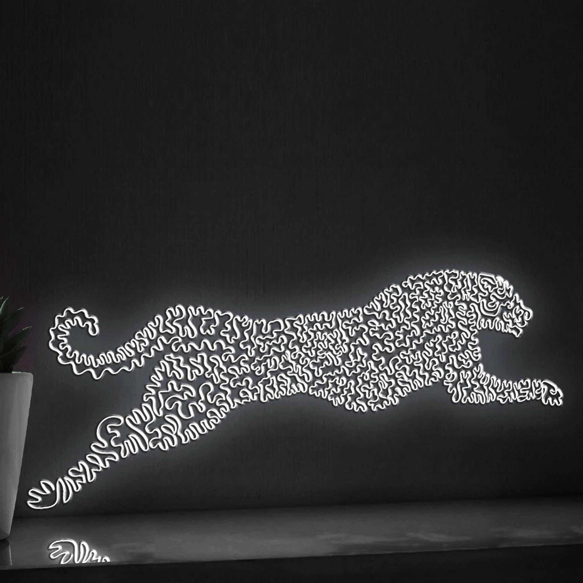 Cheetah One Line EL Wire Neon Sign - Fastest Mammal Art, Ideal for Safari Lovers, Perfect for Wall Decor - myneonup