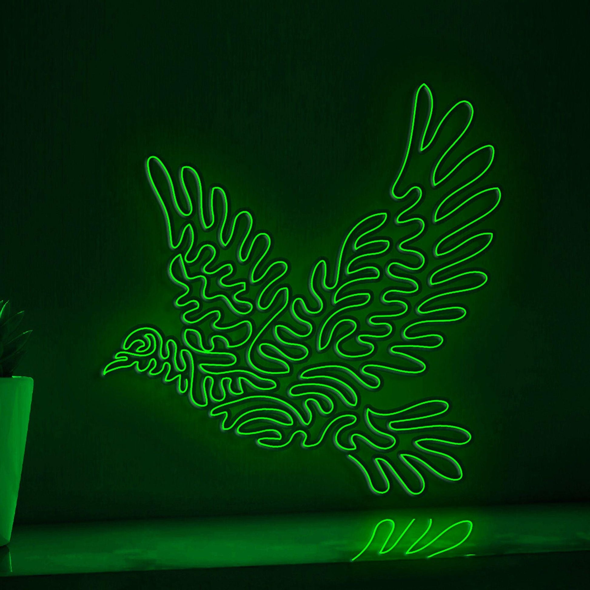 Dove One Line EL Wire Neon Sign - Flying Peace Symbol - myneonup