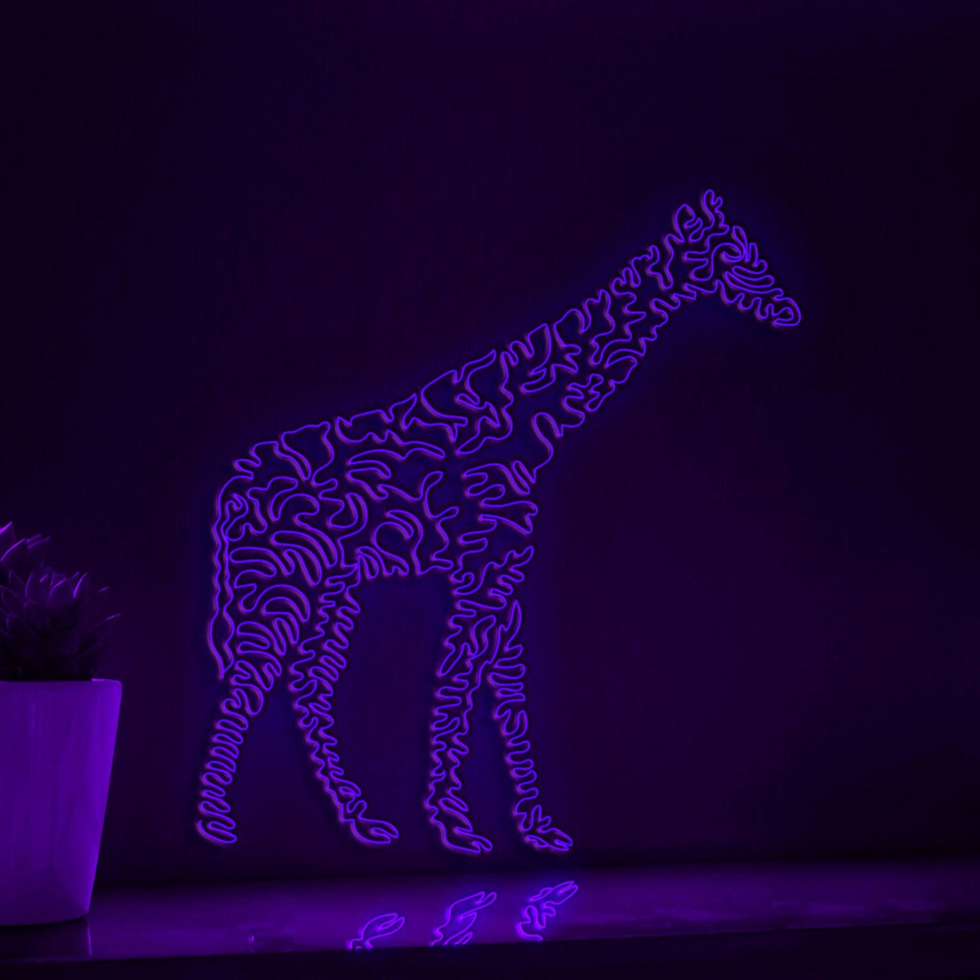 Giraffe One Line EL Wire Neon Sign - Tallest Mammal Lihght Art, Ideal for Boho Room Decor, Animal Lovers - myneonup