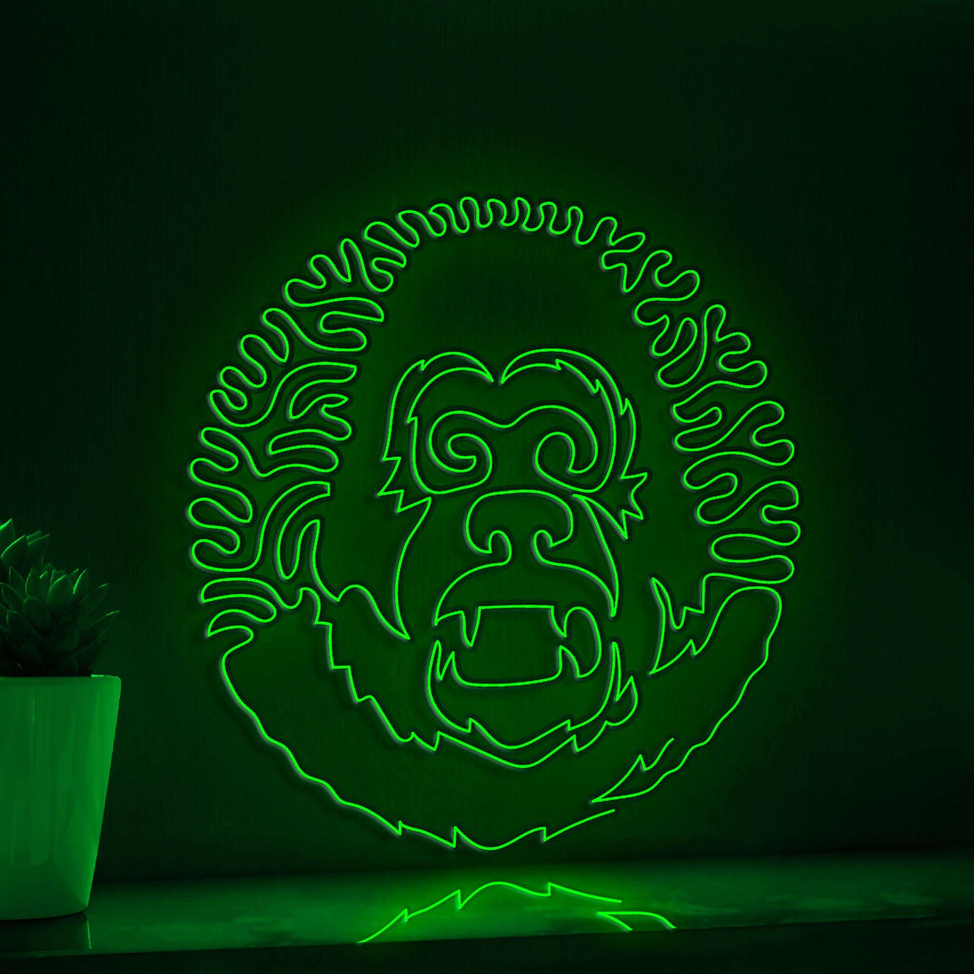 Gorilla One Line EL Wire Neon Sign - Stocky Ape Wall Art - myneonup