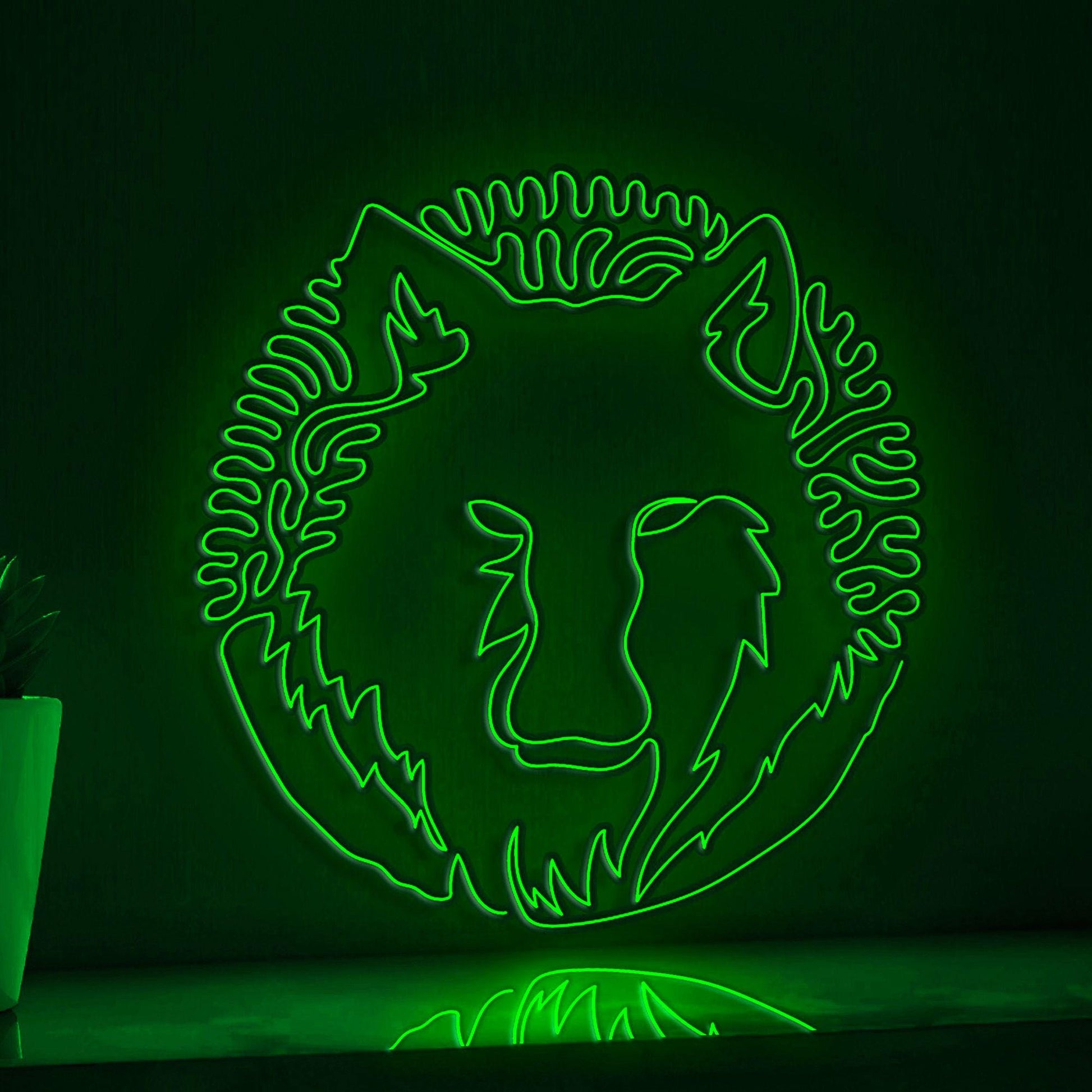Wolf One Line EL Wire Neon Sign - Abstract Ligh Art for Nature Lovers' Home Decor - myneonup