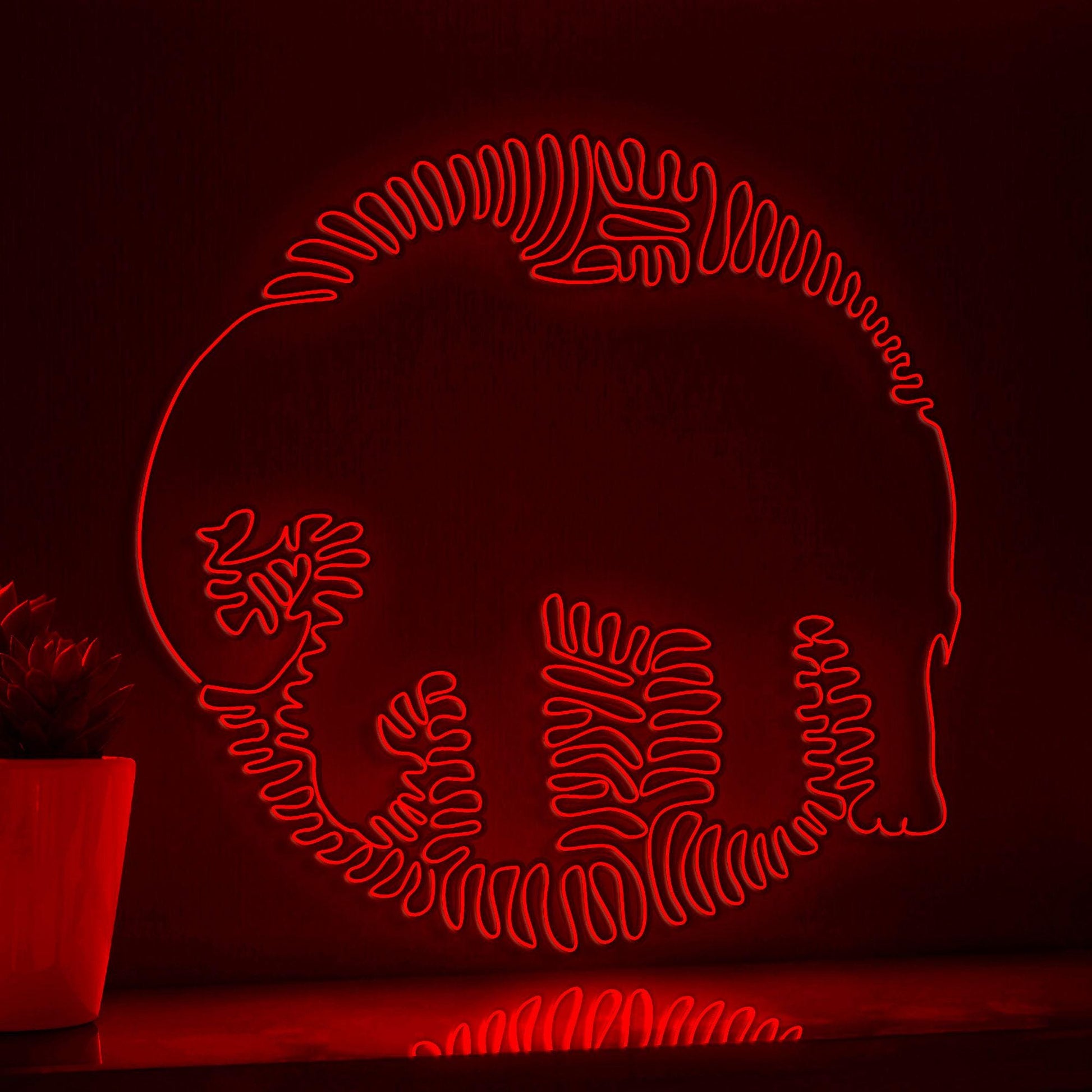 Elephant One Line EL Wire Neon Sign - Standing Giant Light Decor - myneonup