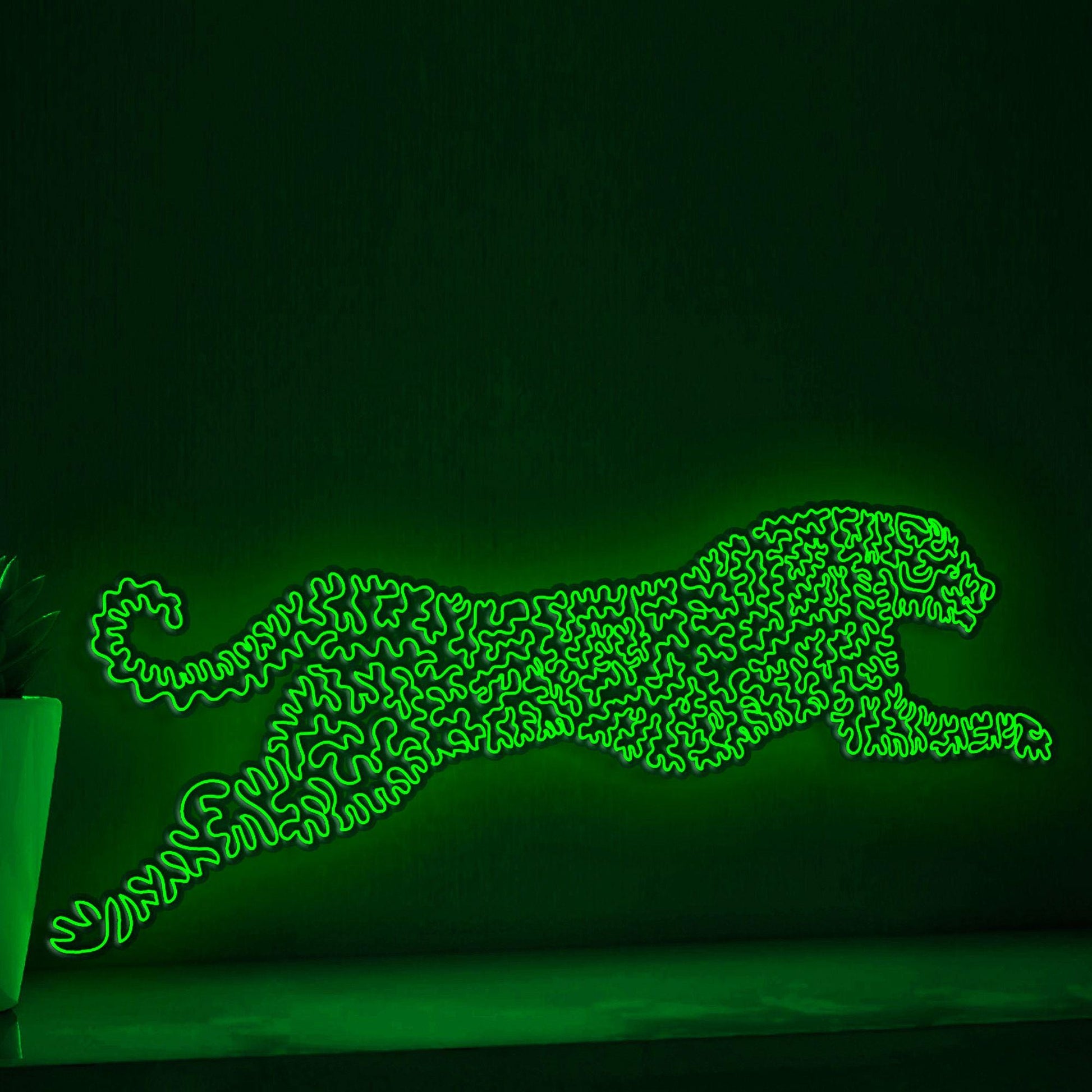 Cheetah One Line EL Wire Neon Sign - Fastest Mammal Art, Ideal for Safari Lovers, Perfect for Wall Decor - myneonup