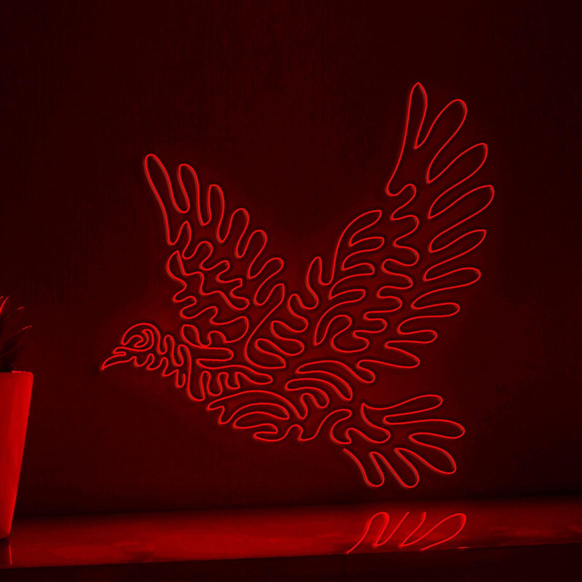 Dove One Line EL Wire Neon Sign - Flying Peace Symbol - myneonup