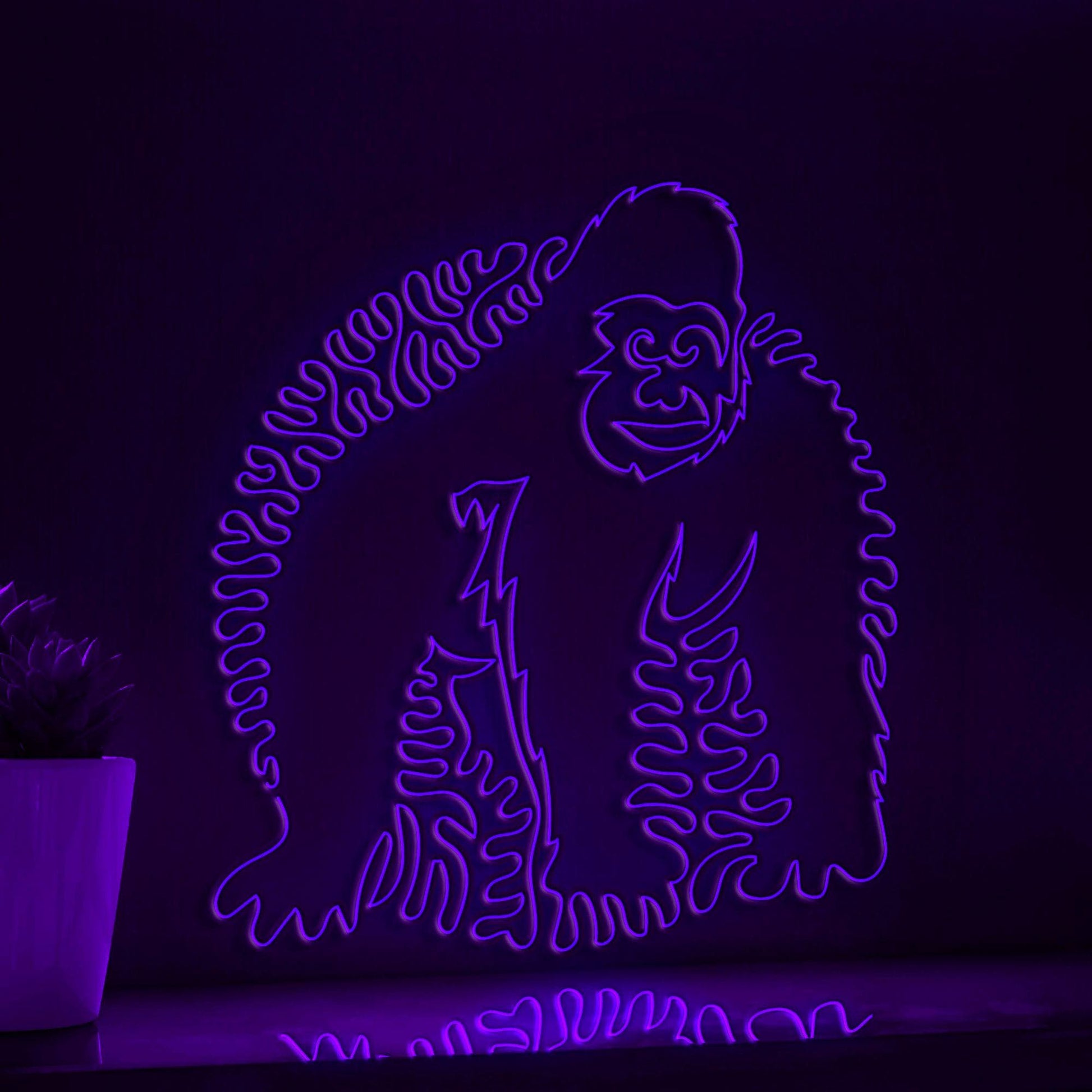 Gorilla One Line EL Wire Neon Sign - Wild Ape Wall Art - myneonup