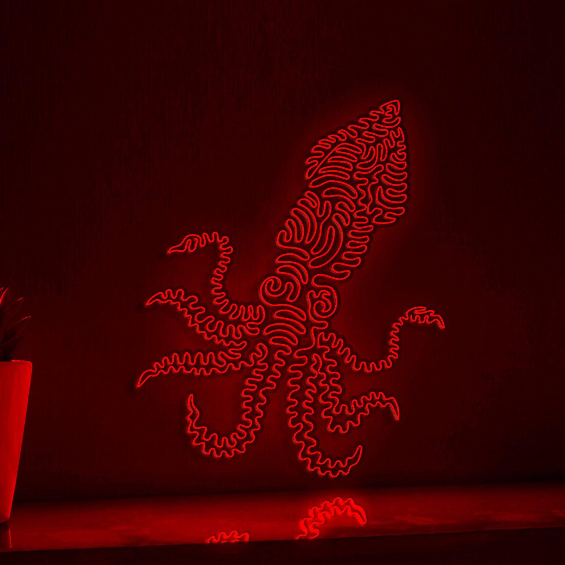 Squid One Line EL Wire Neon Sign - Sea Creature Wall Decor - myneonup