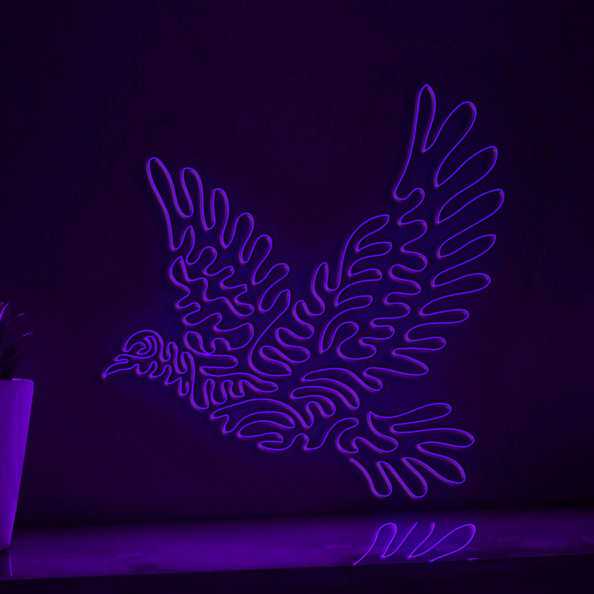 Dove One Line EL Wire Neon Sign - Flying Peace Symbol - myneonup