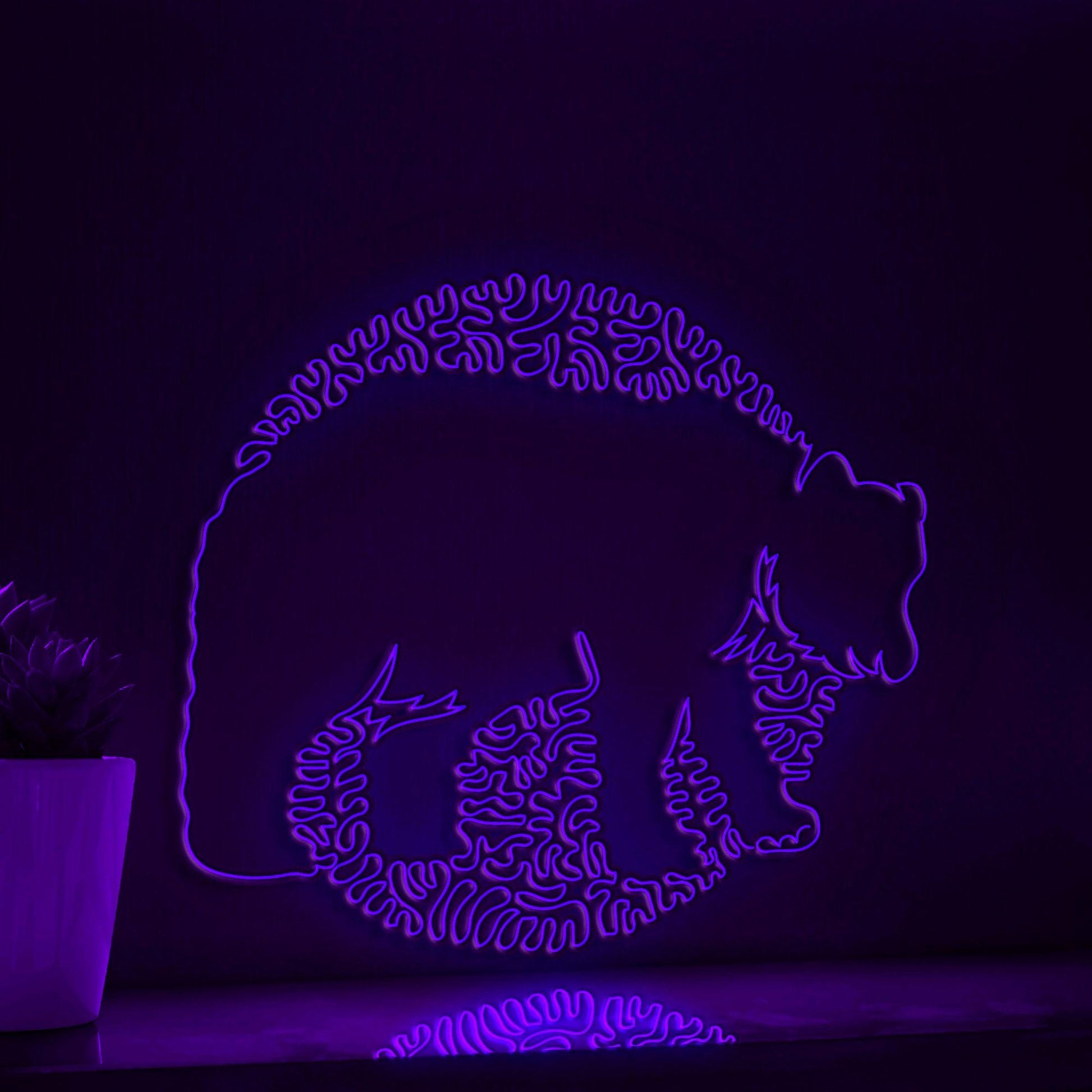 Bear One Line EL Wire Neon Sign - Abstract Art for Boho Wall Decor, Ideal for Nature Lovers - myneonup