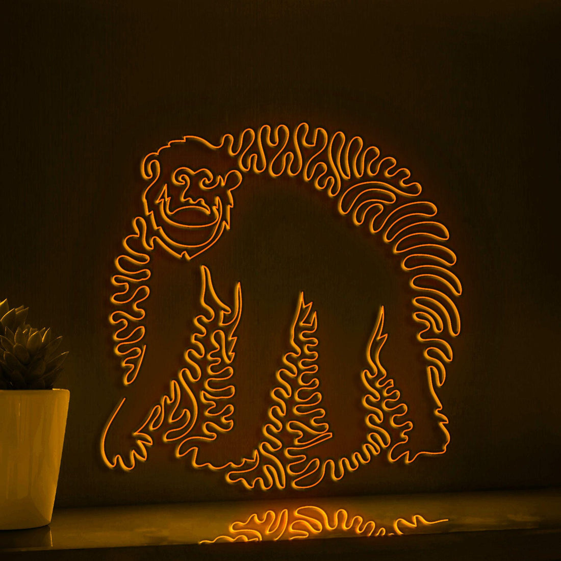 Chimp One Line EL Wire Neon Sign - Great Ape Wall Art - myneonup