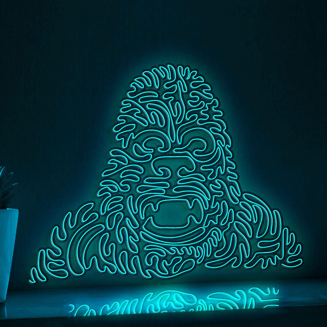 Gorilla One Line EL Neon - Robust Ape Wall Decor - myneonup