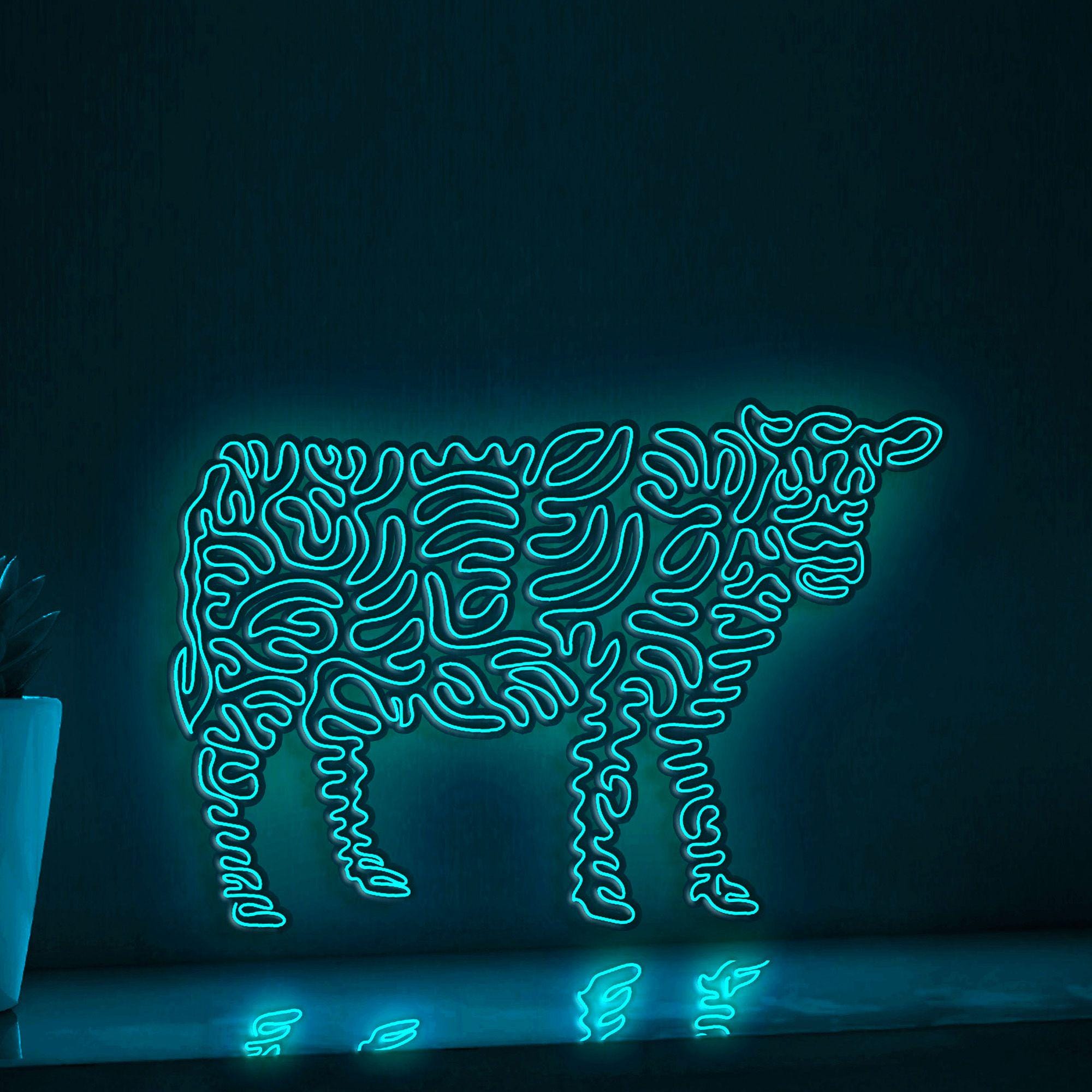 Cow One Line EL Wire Neon Sign - Farm-themed Wall Decor - myneonup