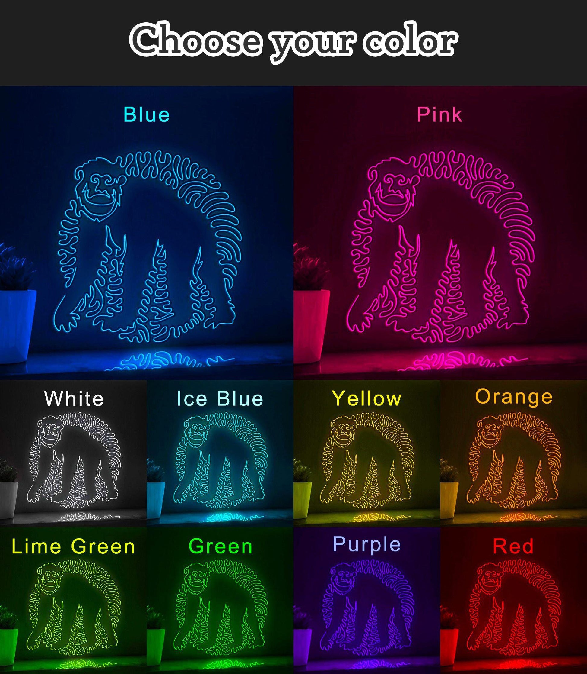 Chimp One Line EL Wire Neon Sign - Great Ape Wall Art - myneonup