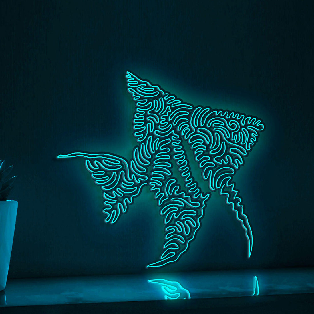 Angelfish One Line EL Wire Neon Sign - Ideal for Aquarium Lovers' Wall Decor - myneonup