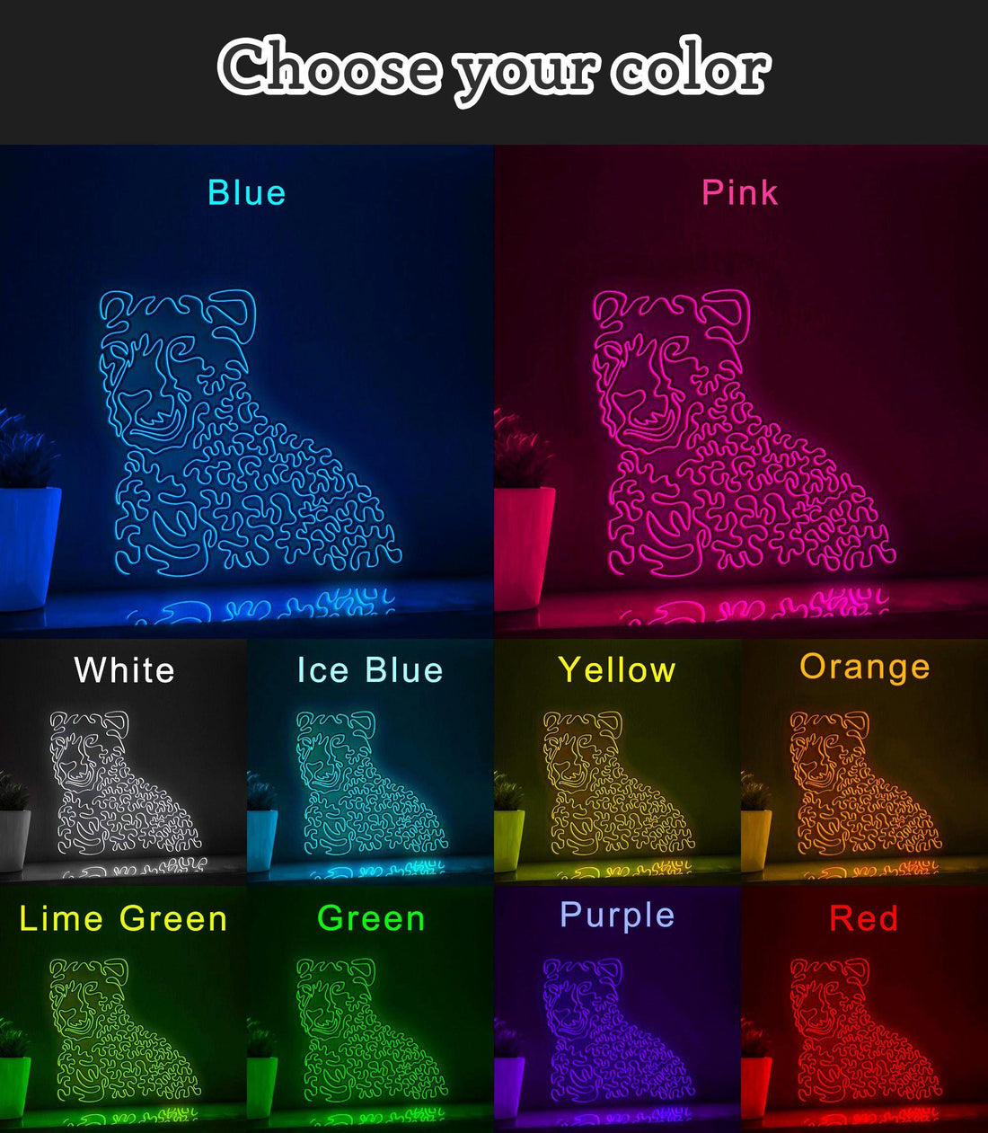 Cheetah One Line EL Neon - Eyeing Prey Wall Art - myneonup