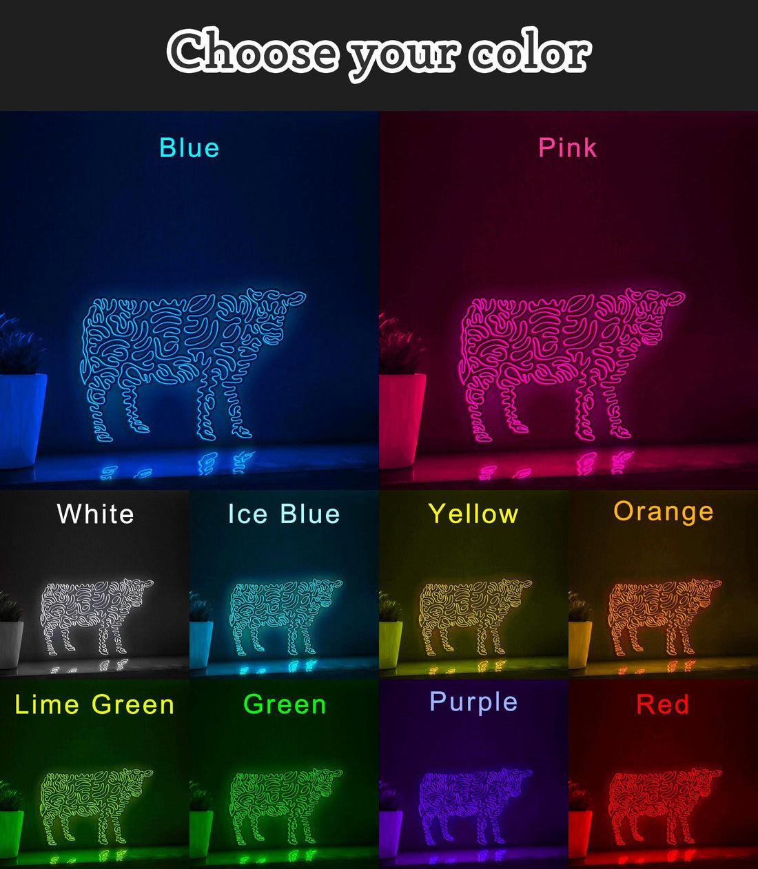 Cow One Line EL Wire Neon Sign - Farm-themed Wall Decor - myneonup