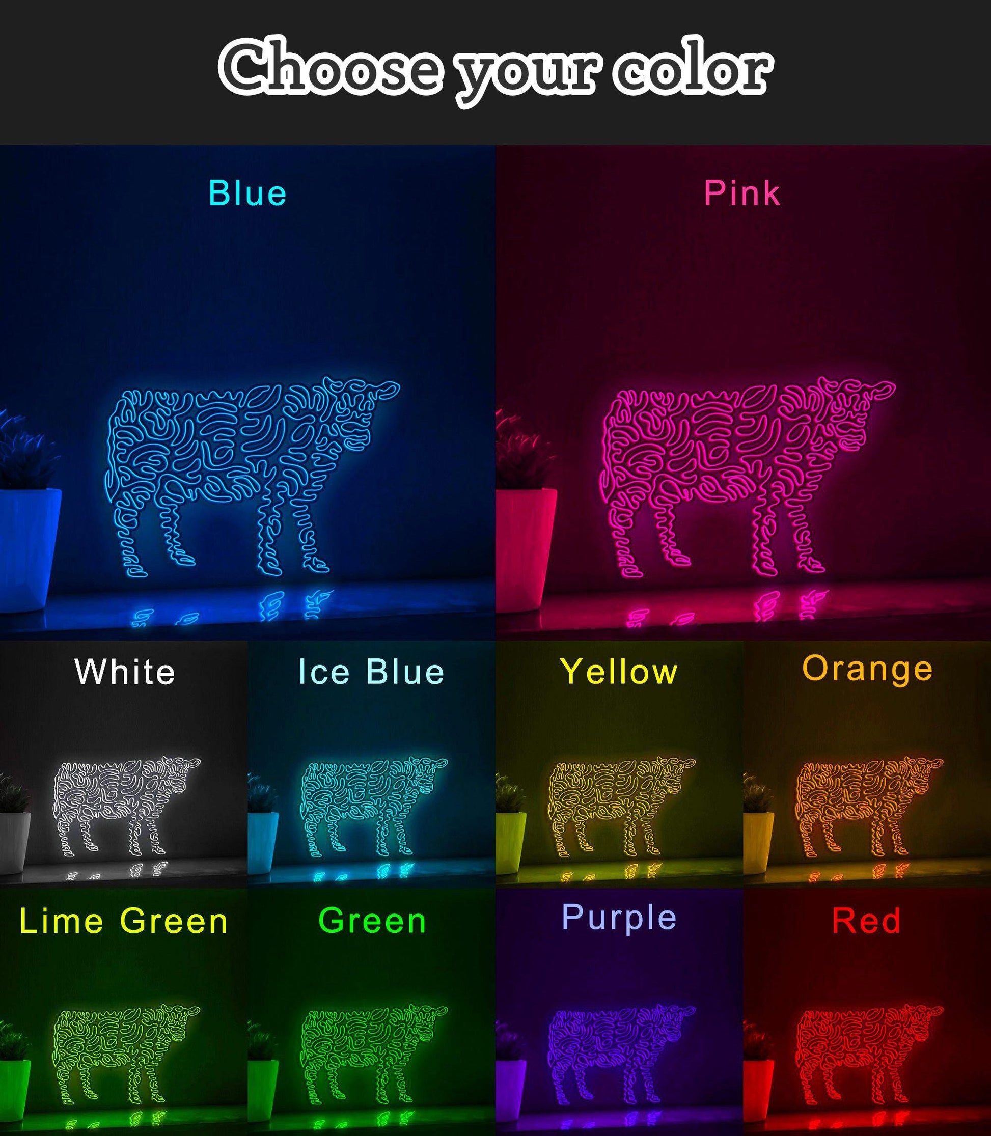 Cow One Line EL Wire Neon Sign - Farm-themed Wall Decor - myneonup