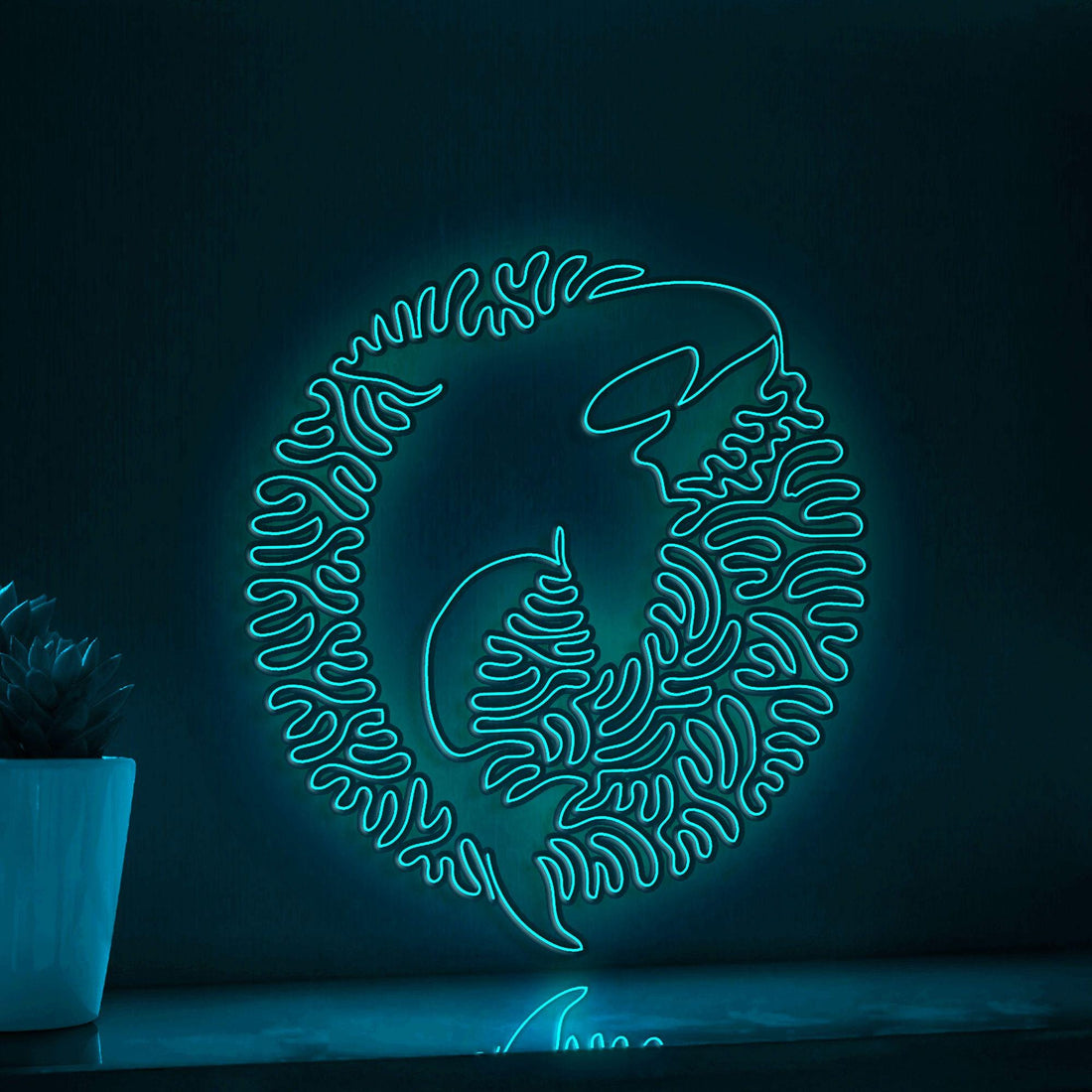 Orca One Line EL Neon - Killer Whale Circle Art - myneonup