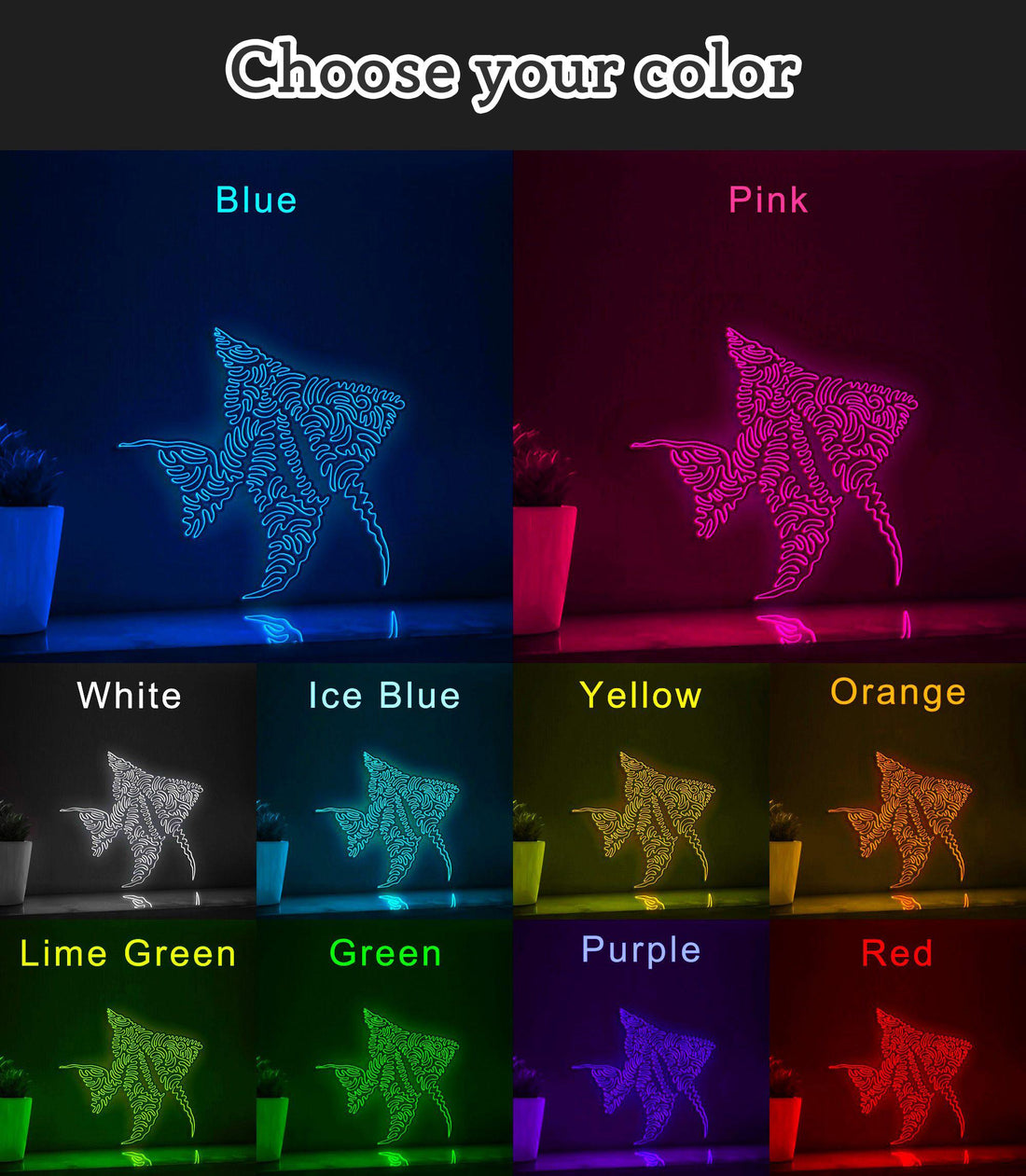 Angelfish One Line EL Wire Neon Sign - Ideal for Aquarium Lovers' Wall Decor - myneonup