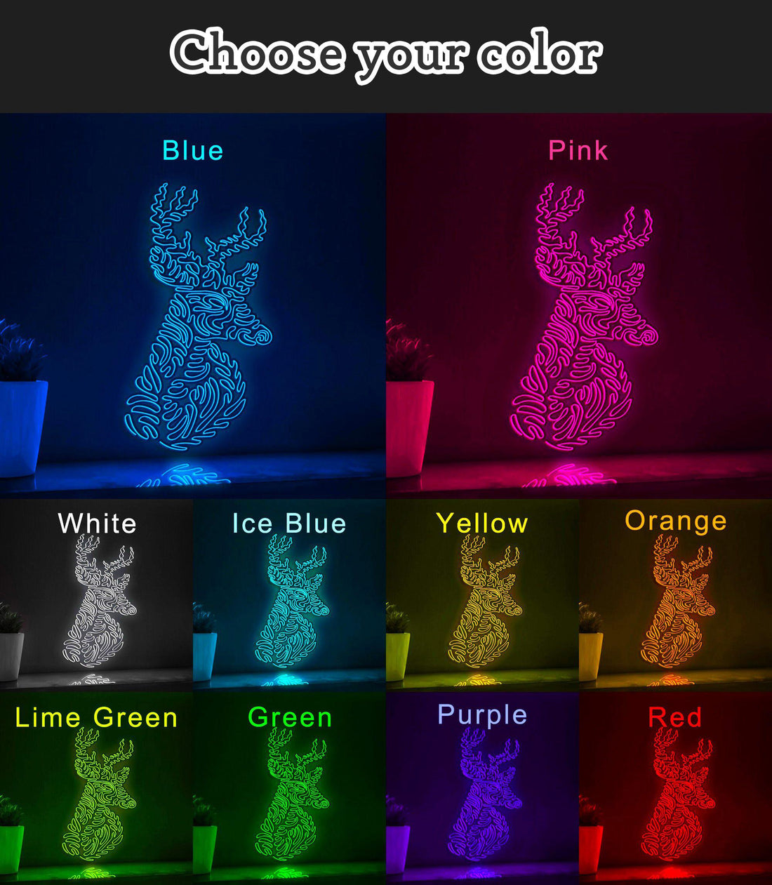 Deer One Line EL Wire Neon Sign - Red Deer Wall Art - myneonup