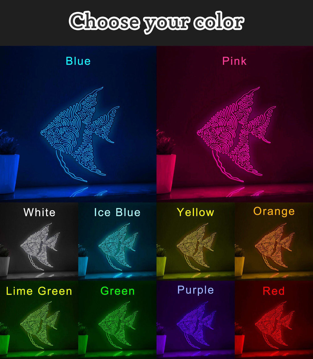 Angelfish One Line Neon - Ideal for Aquarium Lovers' Wall Decor - myneonup