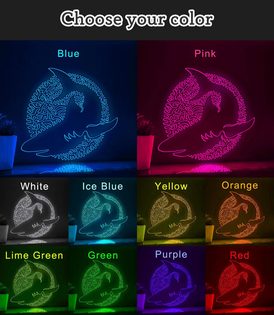 Shark One Line EL Wire Neon Sign - Ocean Themed Wall Decor - myneonup