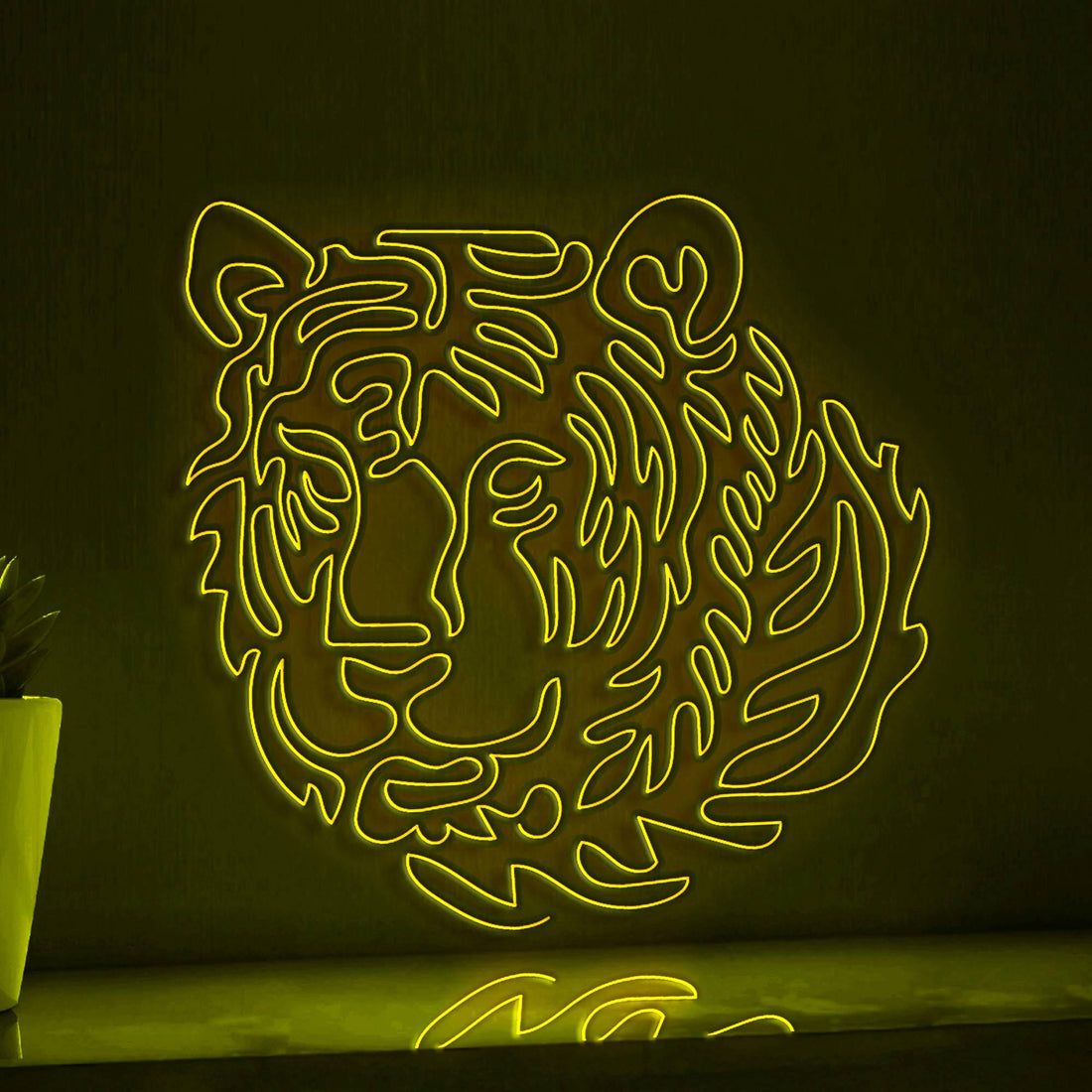 Tiger One Line Neon - Feline Predator Wall Art - myneonup