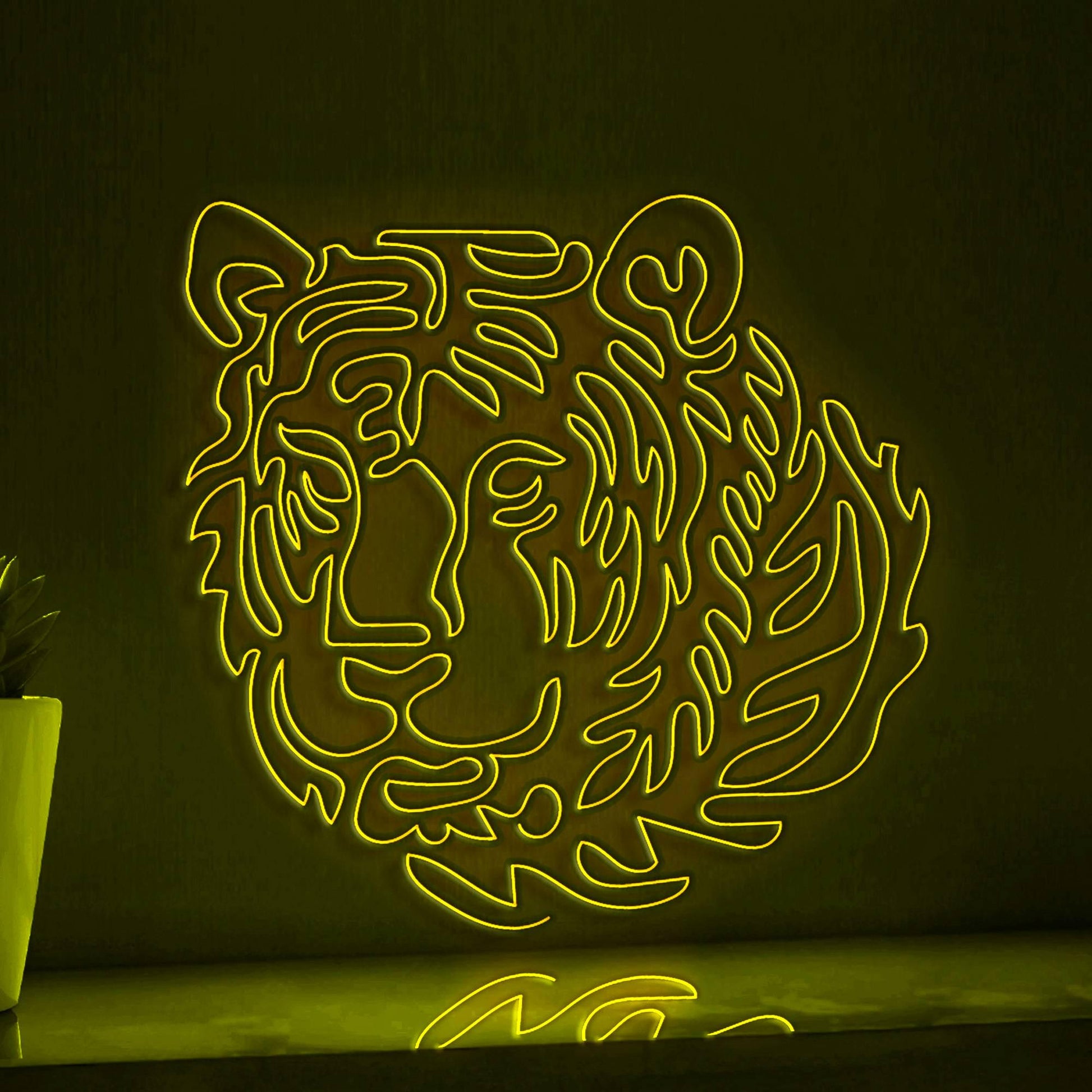 Tiger One Line Neon - Feline Predator Wall Art - myneonup