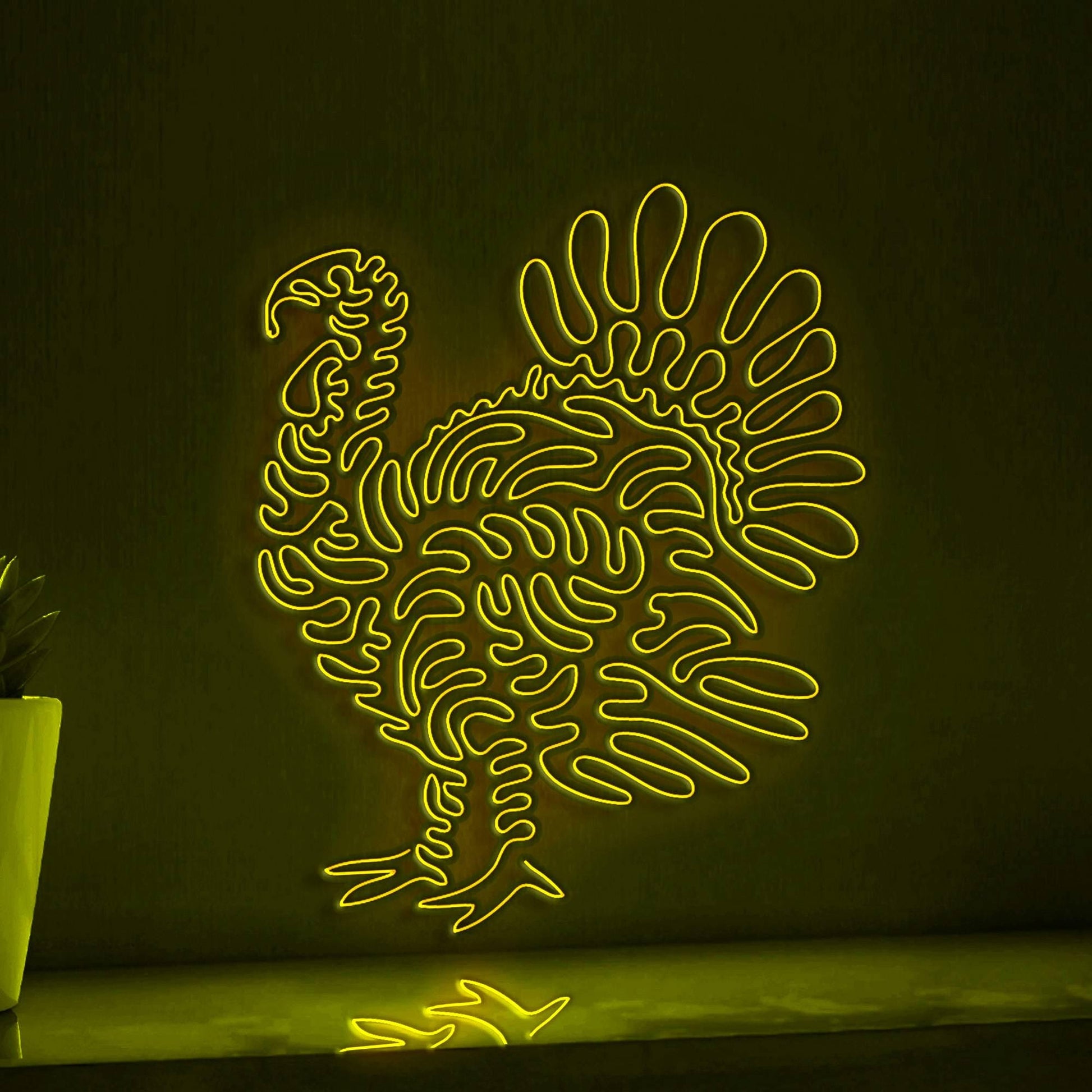 Turkey One Line EL Wire Neon Sign - Fan Tail Bird Decor - myneonup