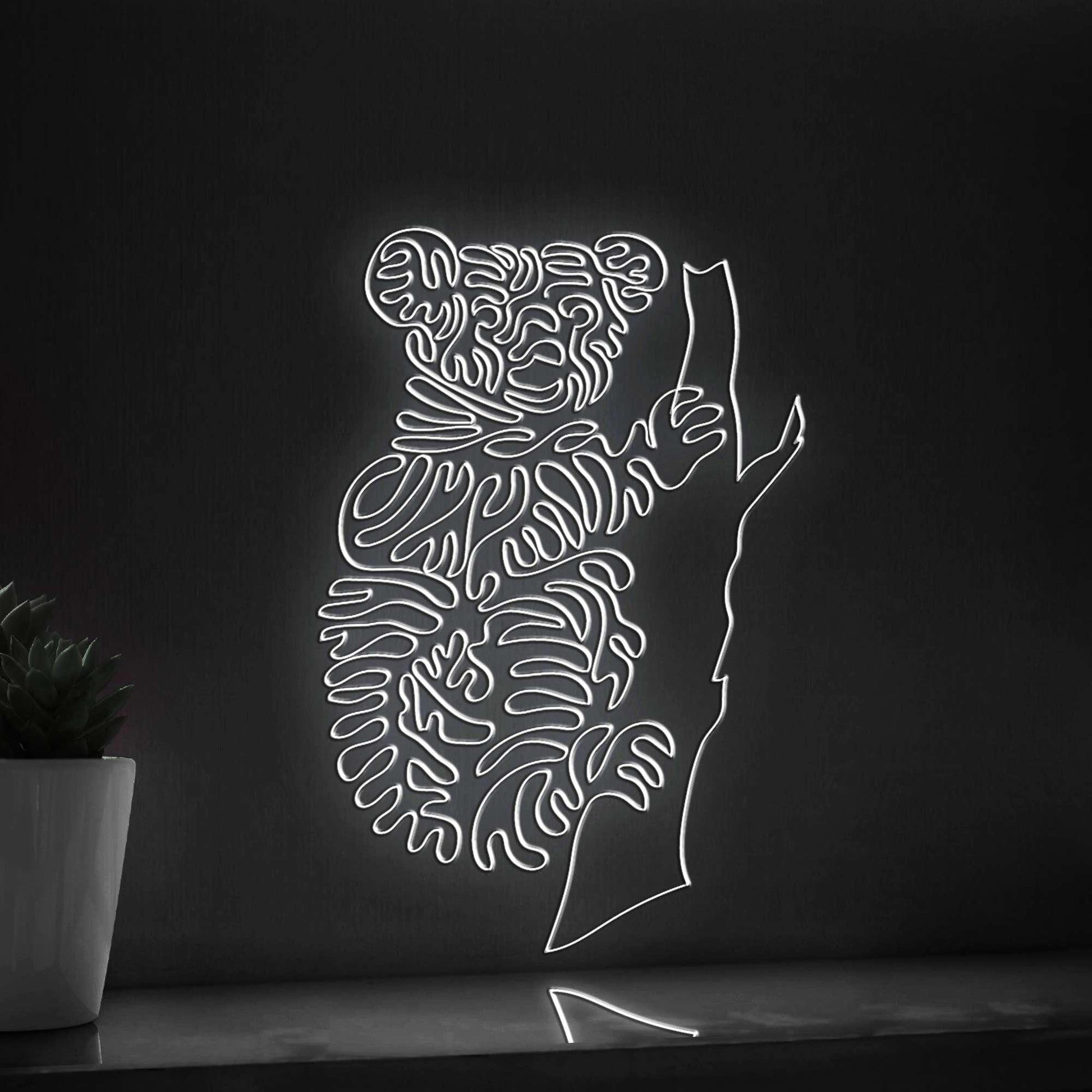 Koala One Line EL Wire Neon Sign - Tree Dweller Wall Art - myneonup
