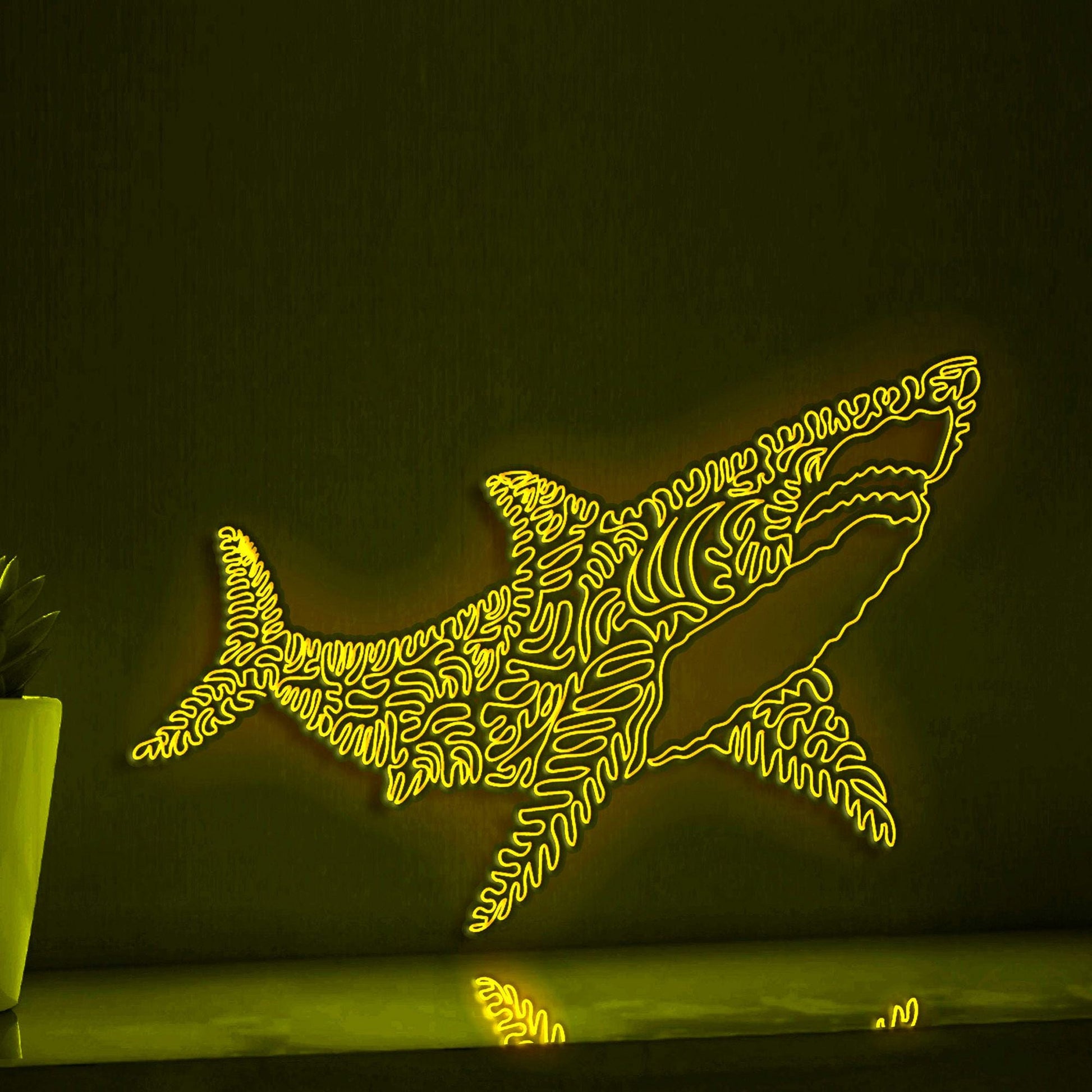 Shark One Line EL Wire Neon Sign - Marine Predator Light Art - myneonup