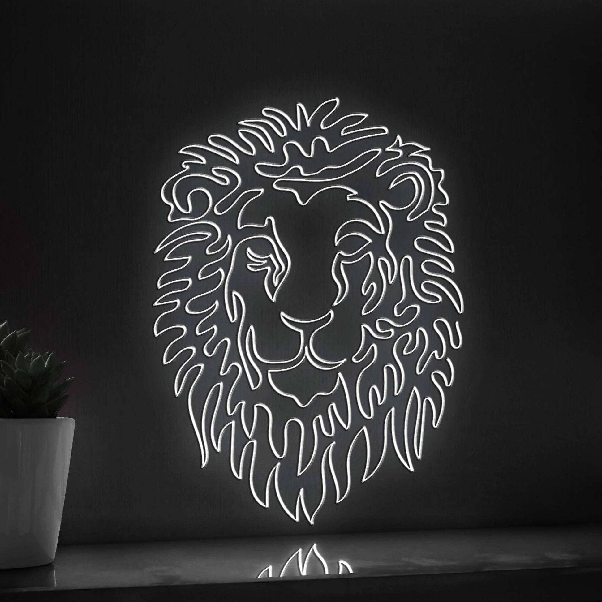 Continuous Line Neon Lion Art for Modern Wall Decor - myneonup