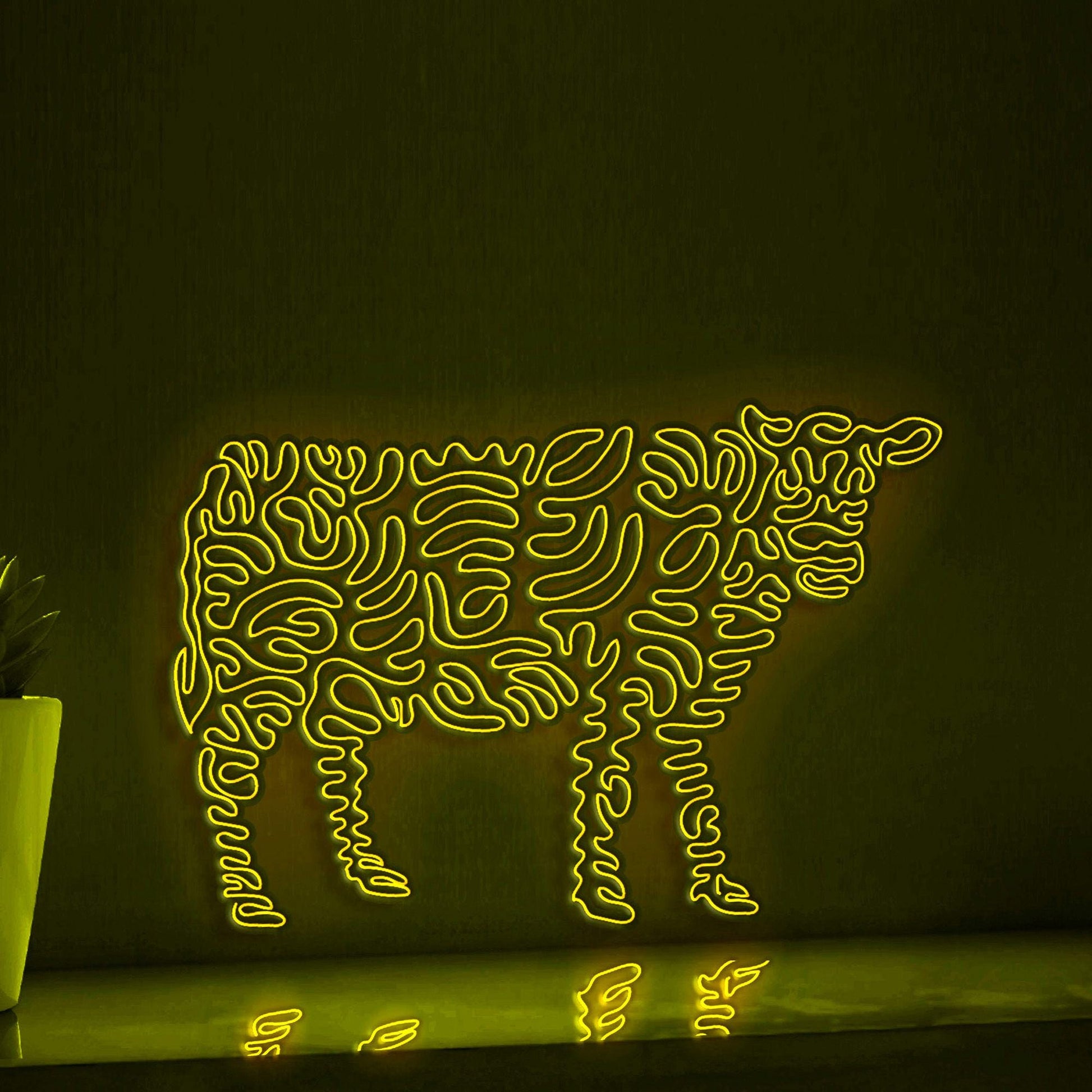Cow One Line EL Wire Neon Sign - Farm-themed Wall Decor - myneonup