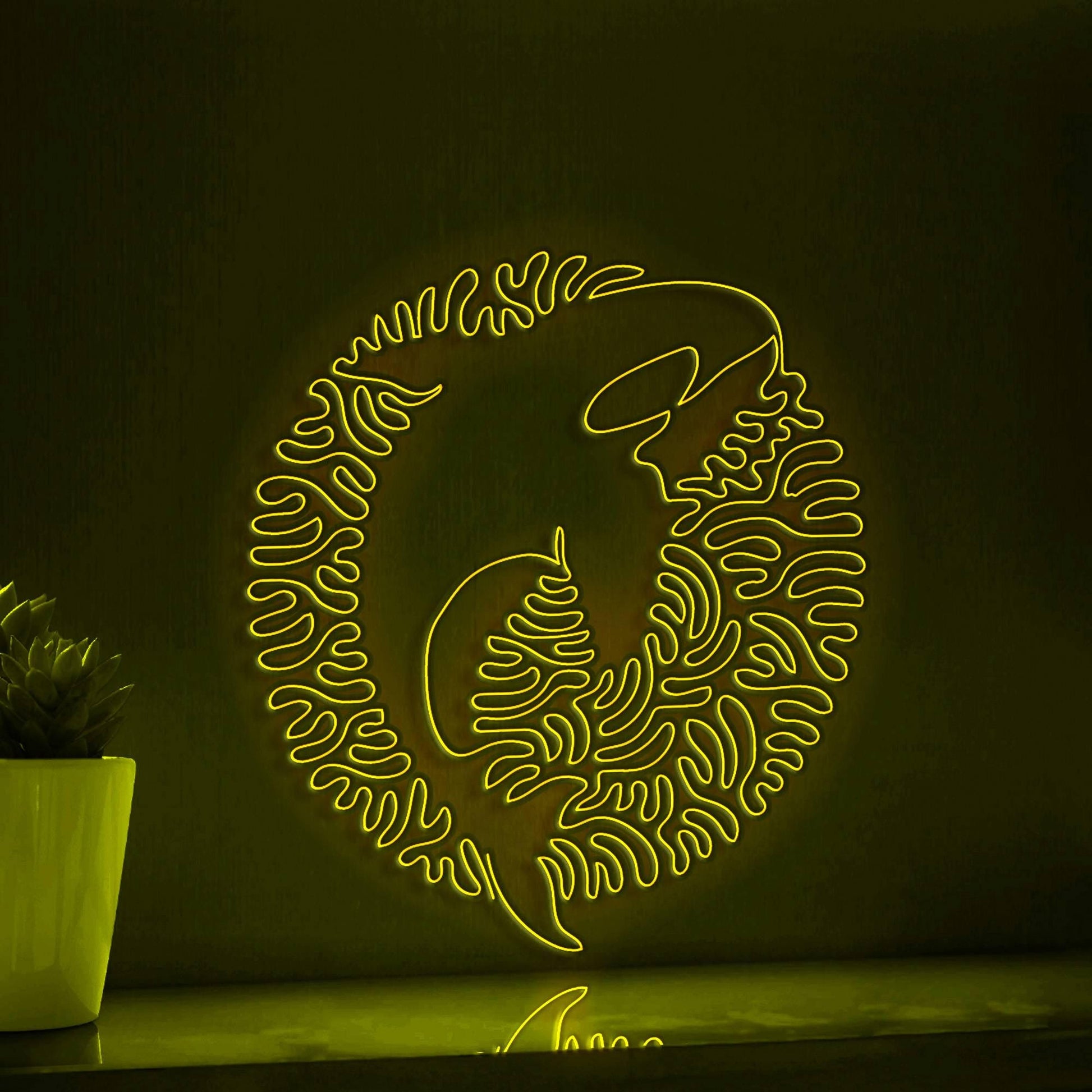 Orca One Line EL Neon - Killer Whale Circle Art - myneonup
